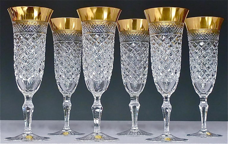 Set of 24 Crystal Gold Josephinenhuette Glasses Champagne Wine Beer Water  1970s at 1stDibs