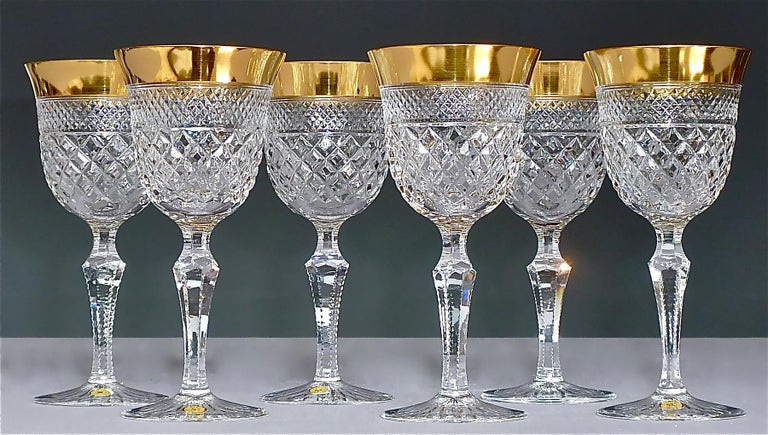 Set of 24 Crystal Gold Josephinenhuette Glasses Champagne Wine Beer Water  1970s at 1stDibs