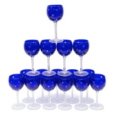 Set of 24 Faberge Galaxie Cobalt Blue Goblets