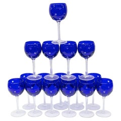 Set of 24 Faberge Galaxie Cobalt Blue Goblets