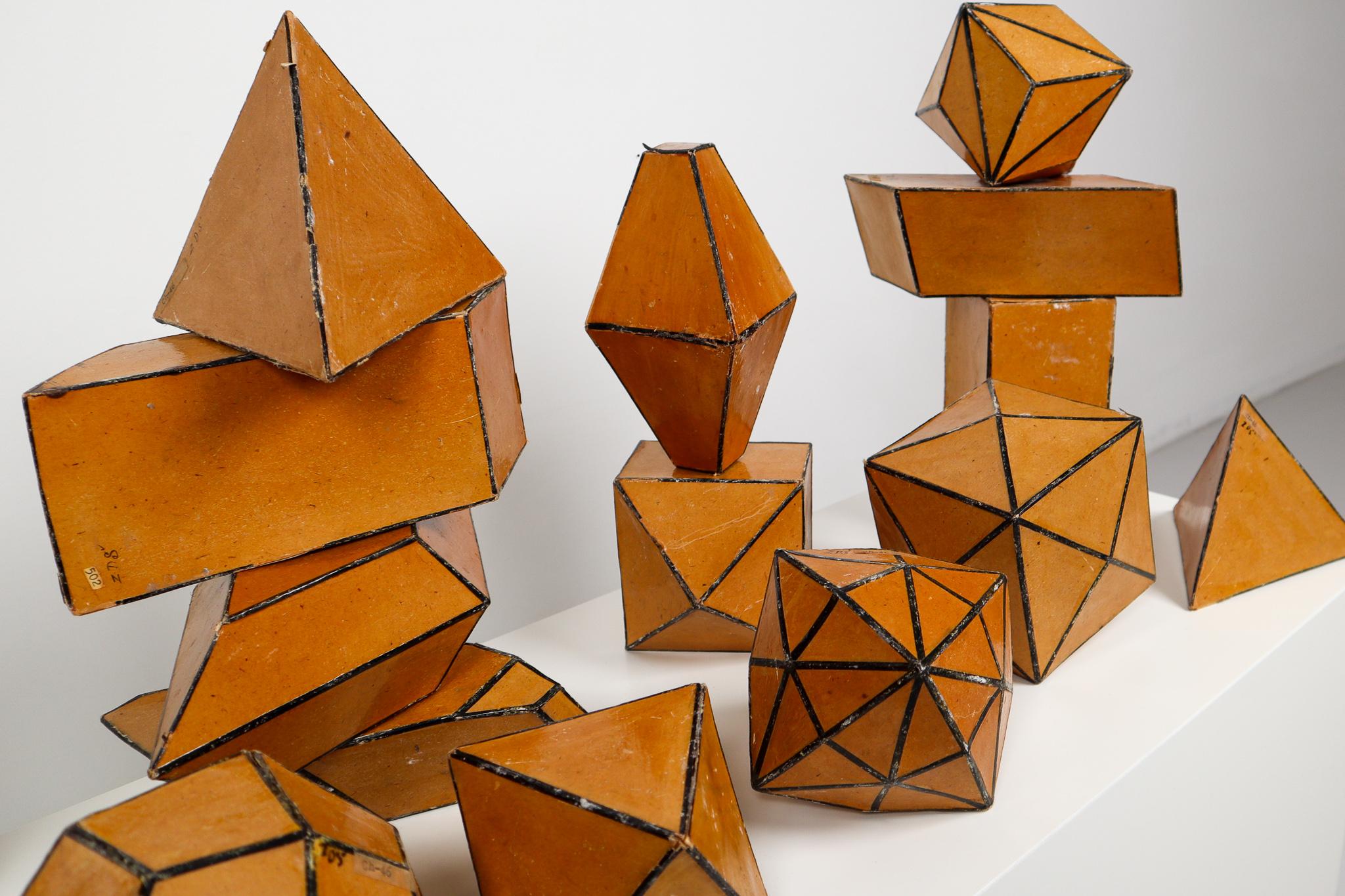 Bauhaus Set of 24 Geometric Science Cardboard Classroom Crystal Models Praque, 1920
