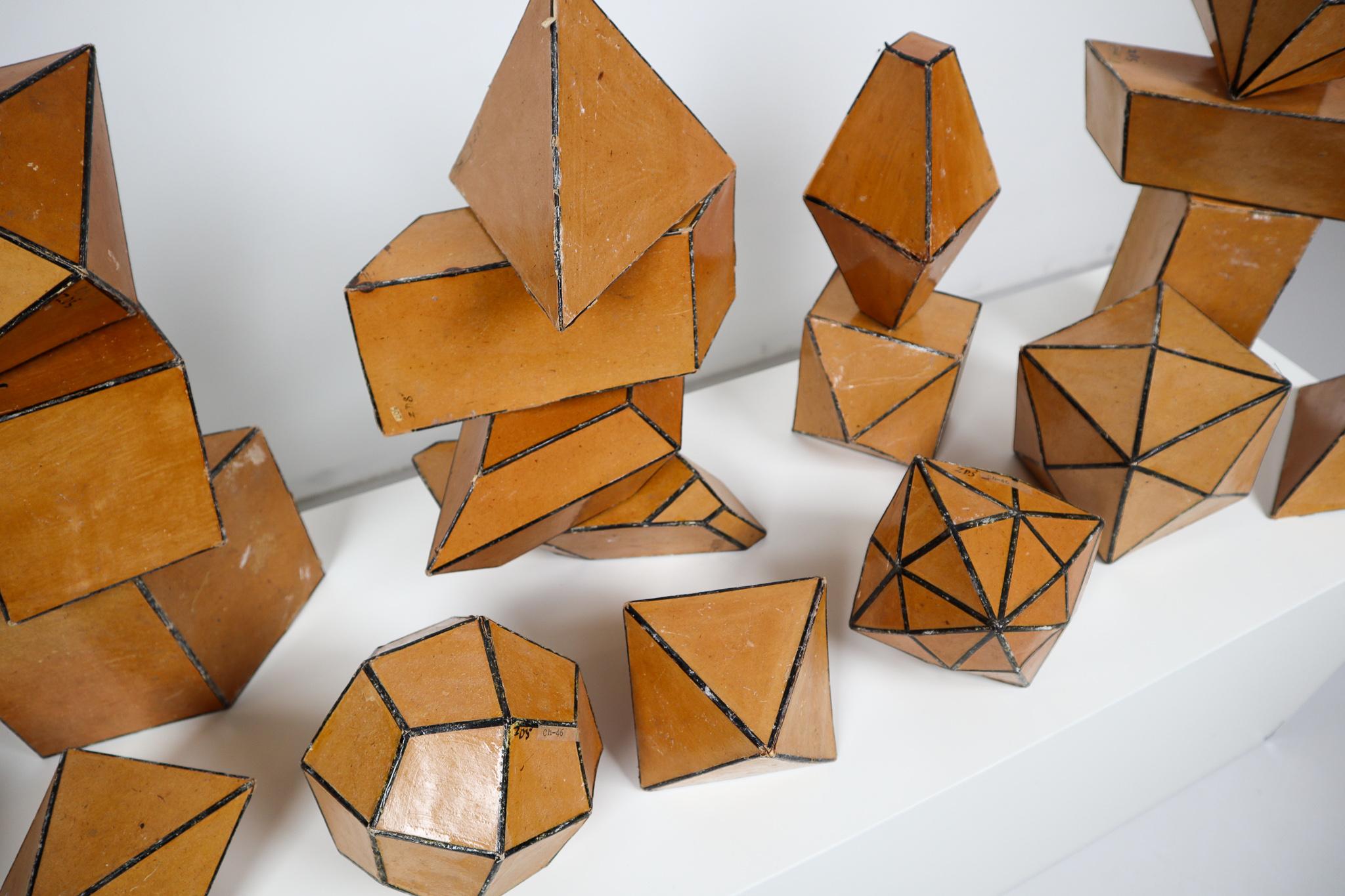 Czech Set of 24 Geometric Science Cardboard Classroom Crystal Models Praque, 1920