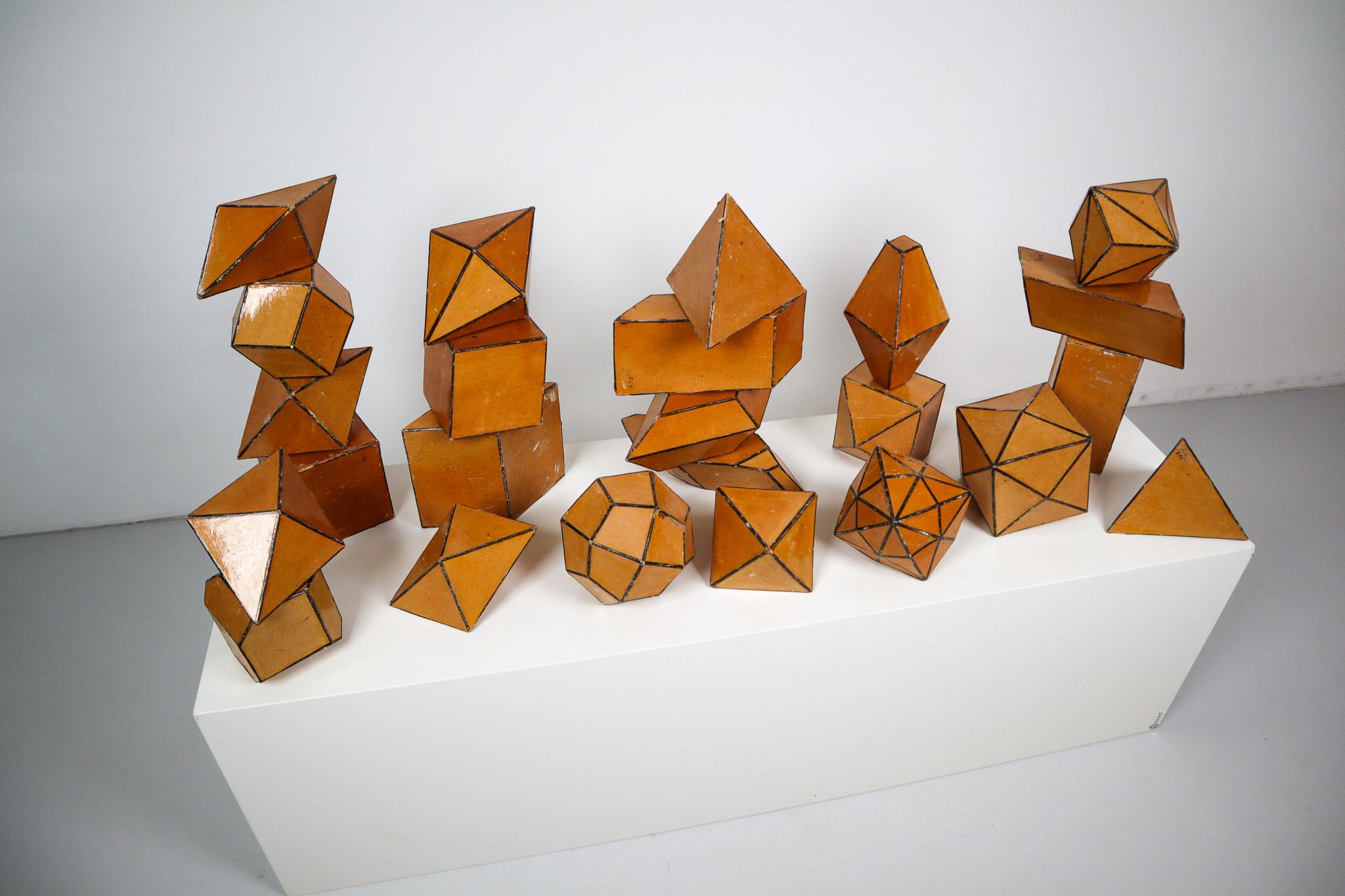 Set of 24 Geometric Science Cardboard Classroom Crystal Models Praque, 1920 In Good Condition In Almelo, NL