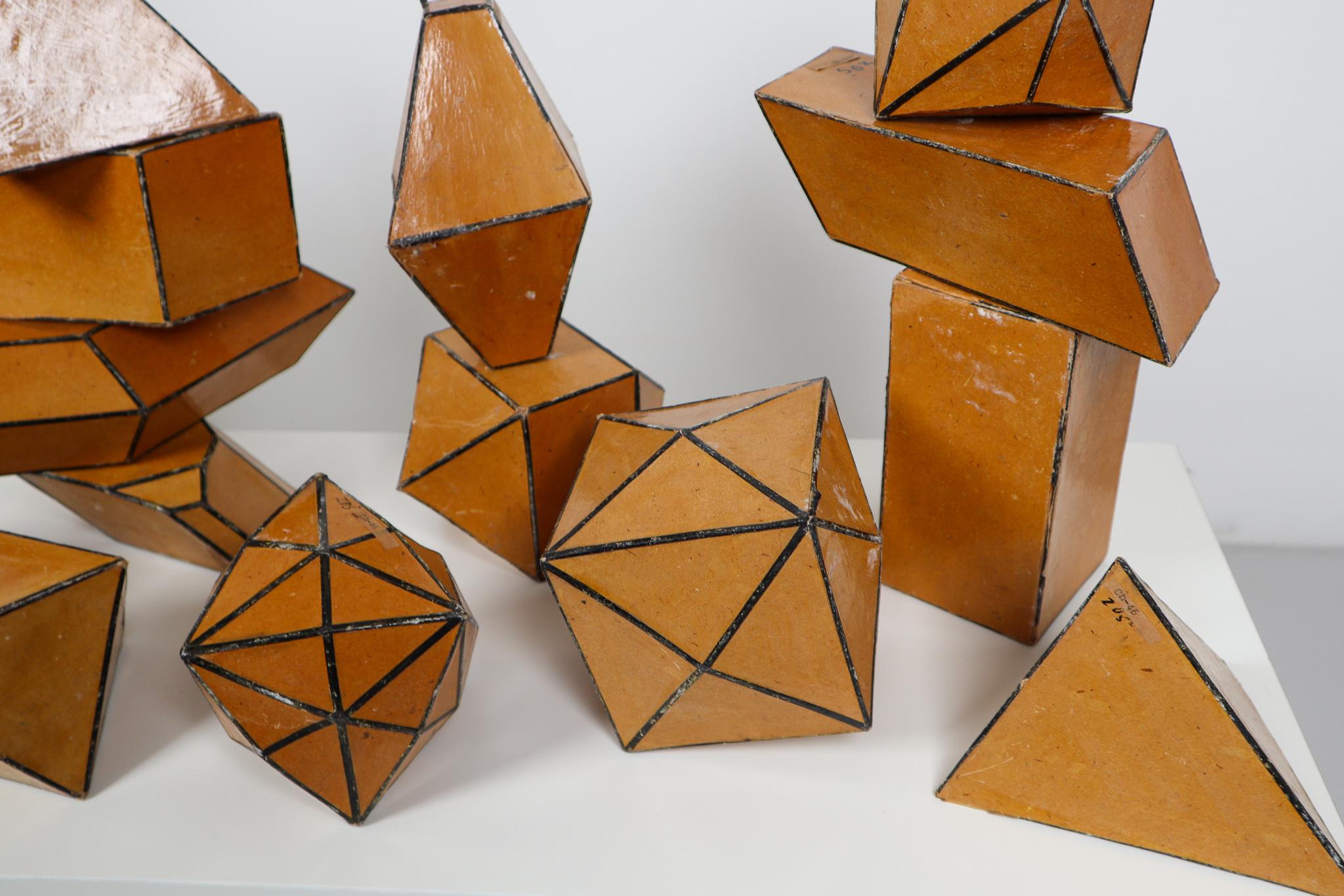 Paper Set of 24 Geometric Science Cardboard Classroom Crystal Models Praque, 1920