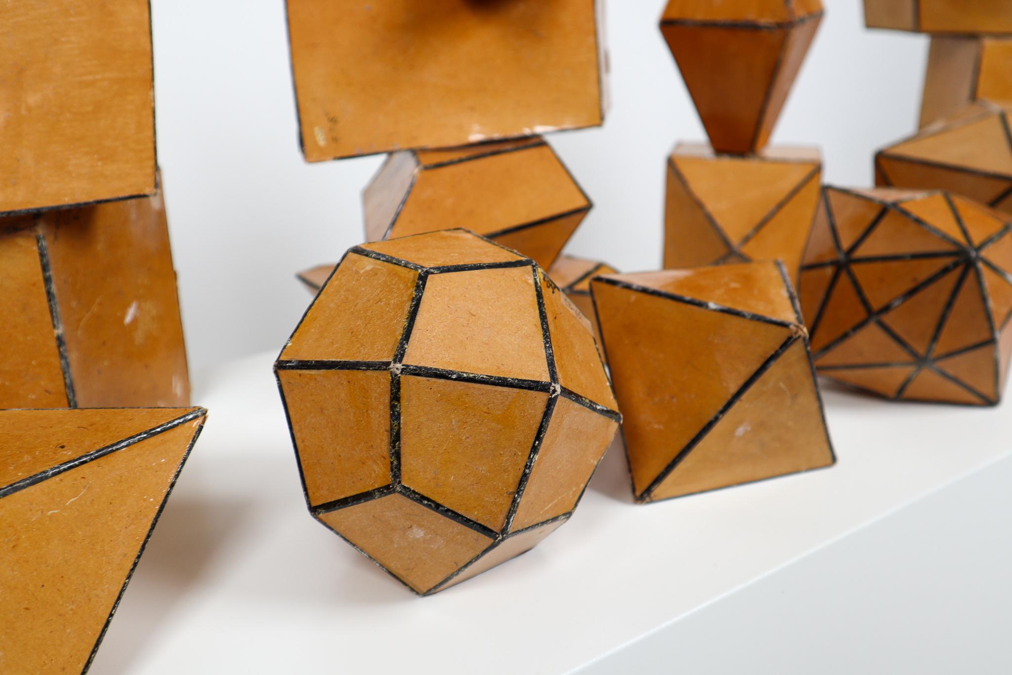 Set of 24 Geometric Science Cardboard Classroom Crystal Models Praque, 1920 1