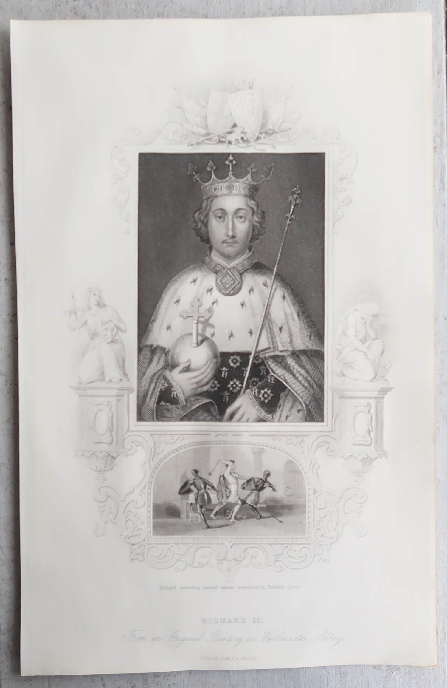 Set di 24 stampe antiche originali dei re d'Inghilterra, C.C. 1840 in vendita 4