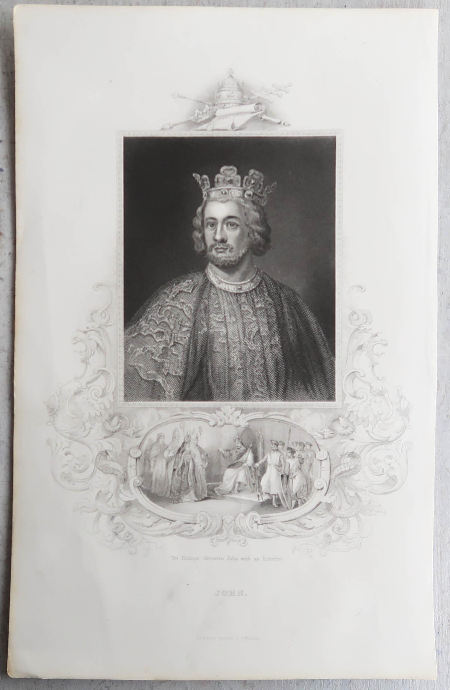 Set di 24 stampe antiche originali dei re d'Inghilterra, C.C. 1840 in vendita 6