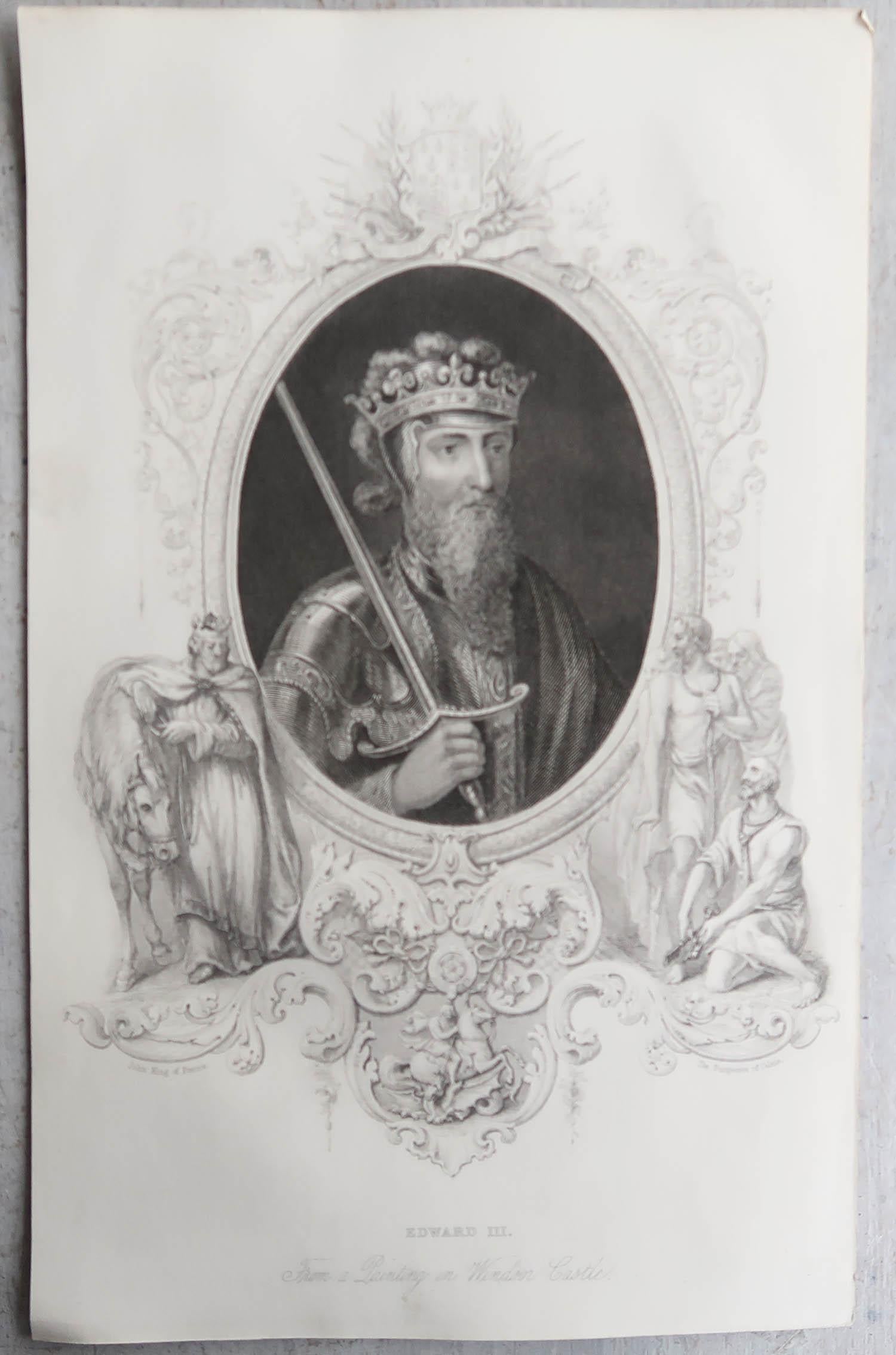 Set di 24 stampe antiche originali dei re d'Inghilterra, C.C. 1840 in vendita 8
