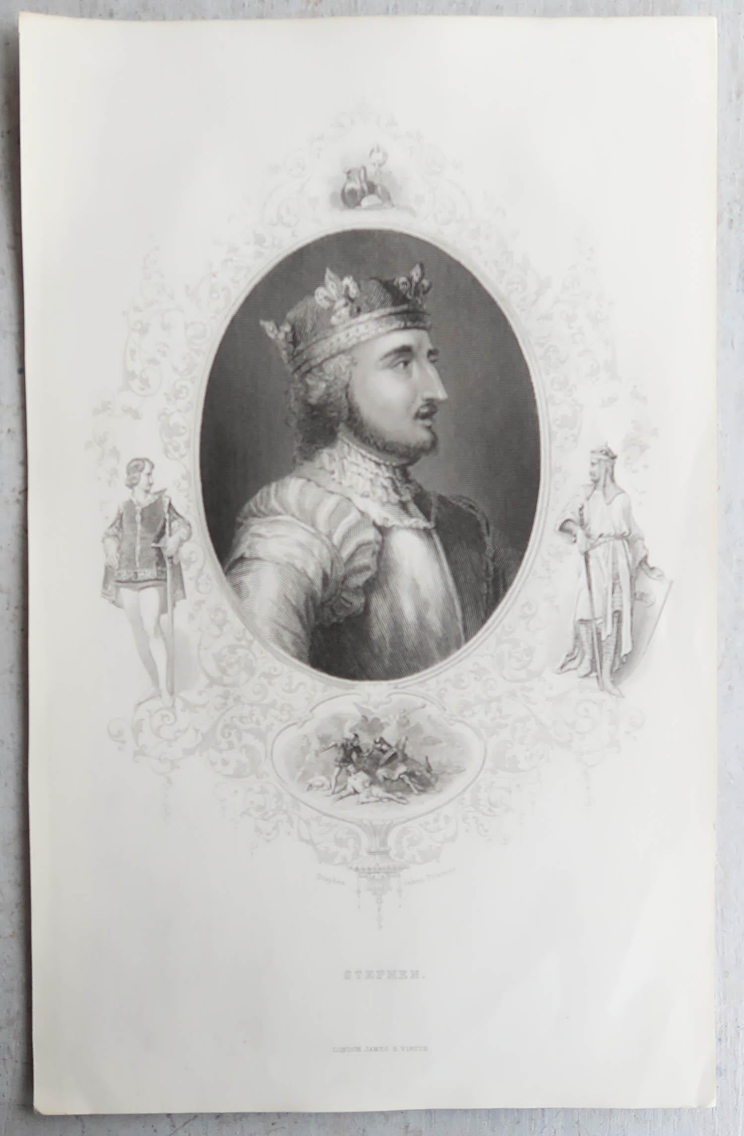 Set di 24 stampe antiche originali dei re d'Inghilterra, C.C. 1840 In condizioni buone in vendita a St Annes, Lancashire