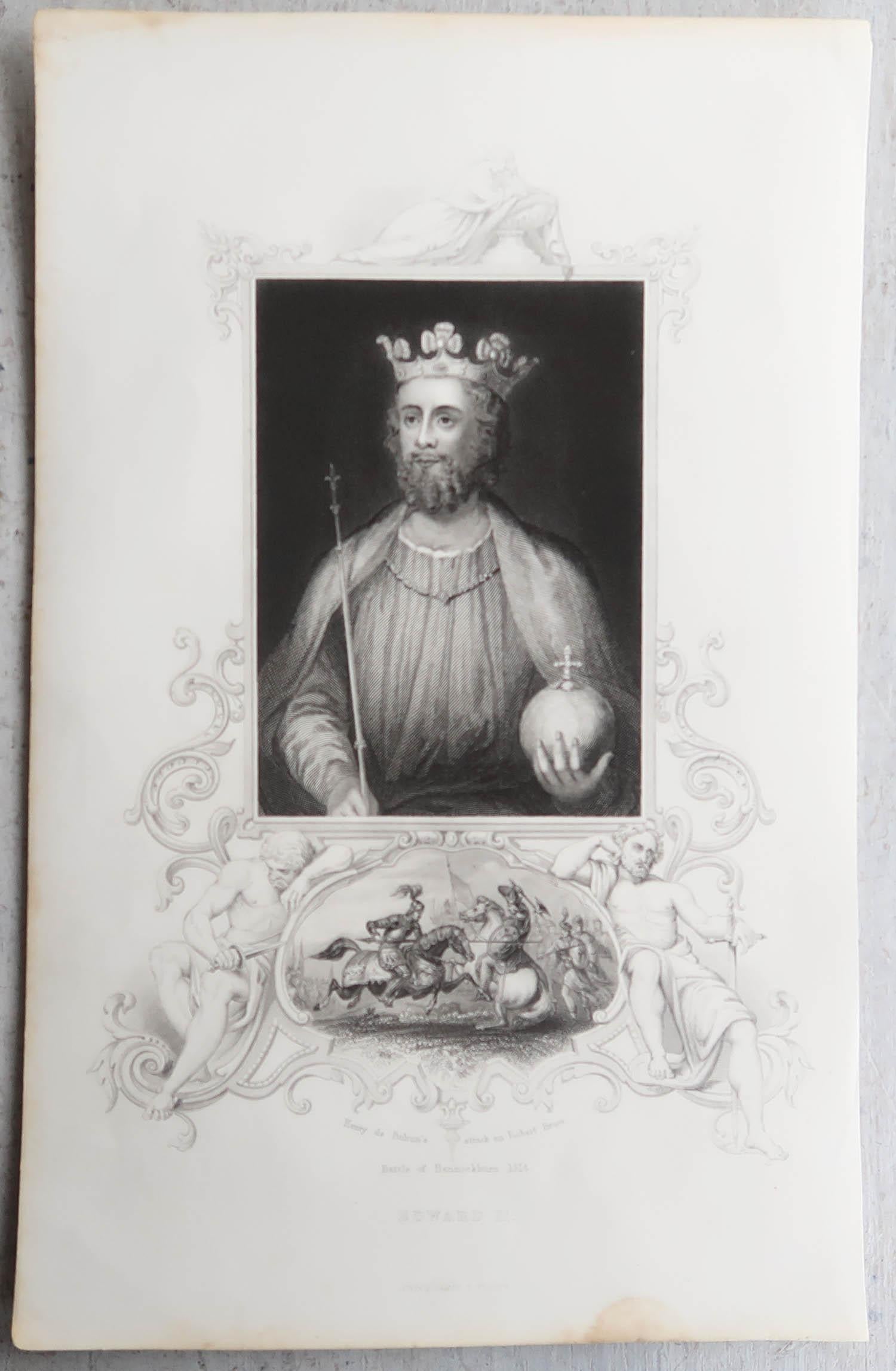 Carta Set di 24 stampe antiche originali dei re d'Inghilterra, C.C. 1840 in vendita