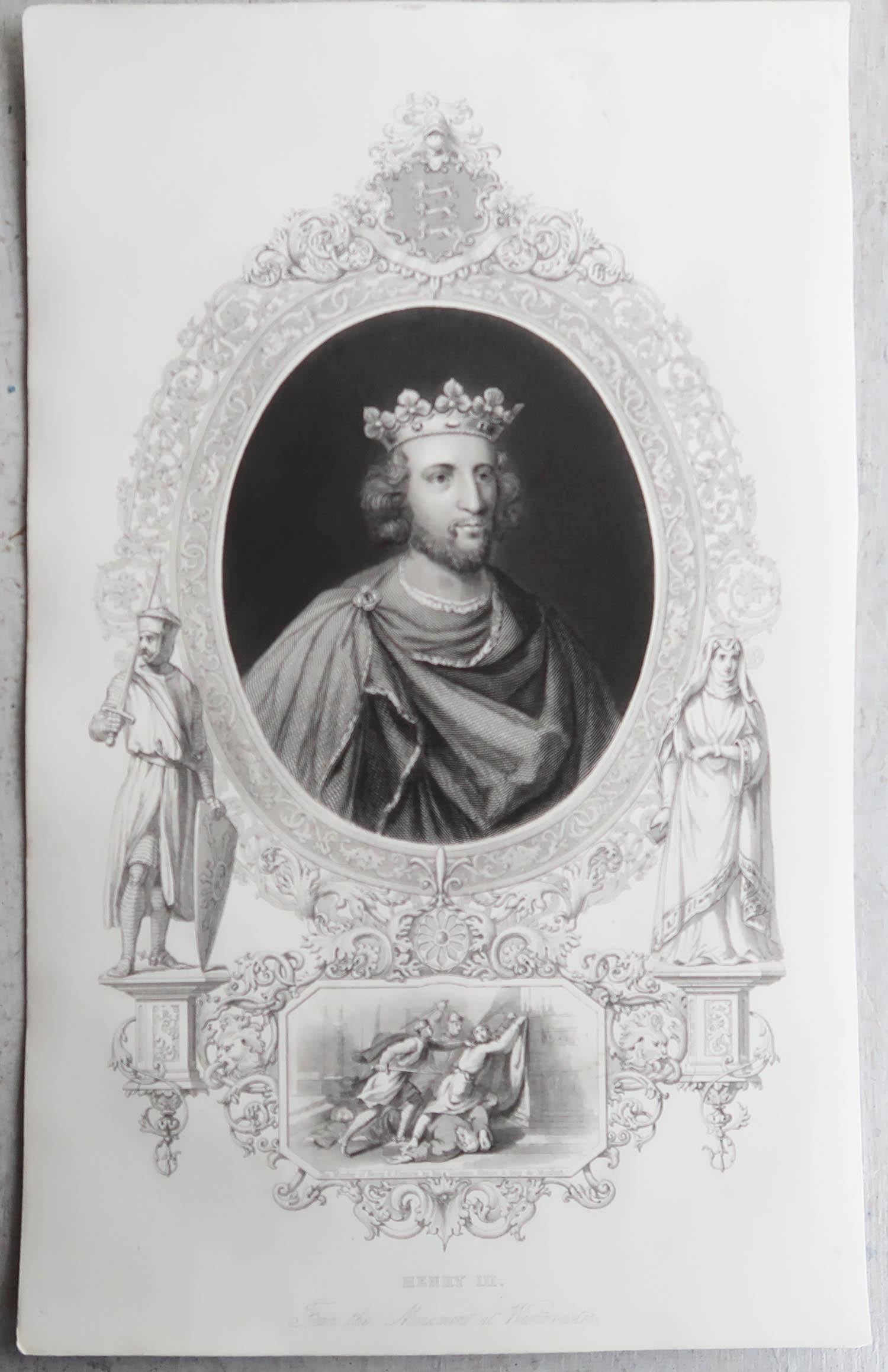 Set di 24 stampe antiche originali dei re d'Inghilterra, C.C. 1840 in vendita 2
