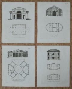 Set of 24 Original Architectural Prints after Andrew George Cook, circa 1820
