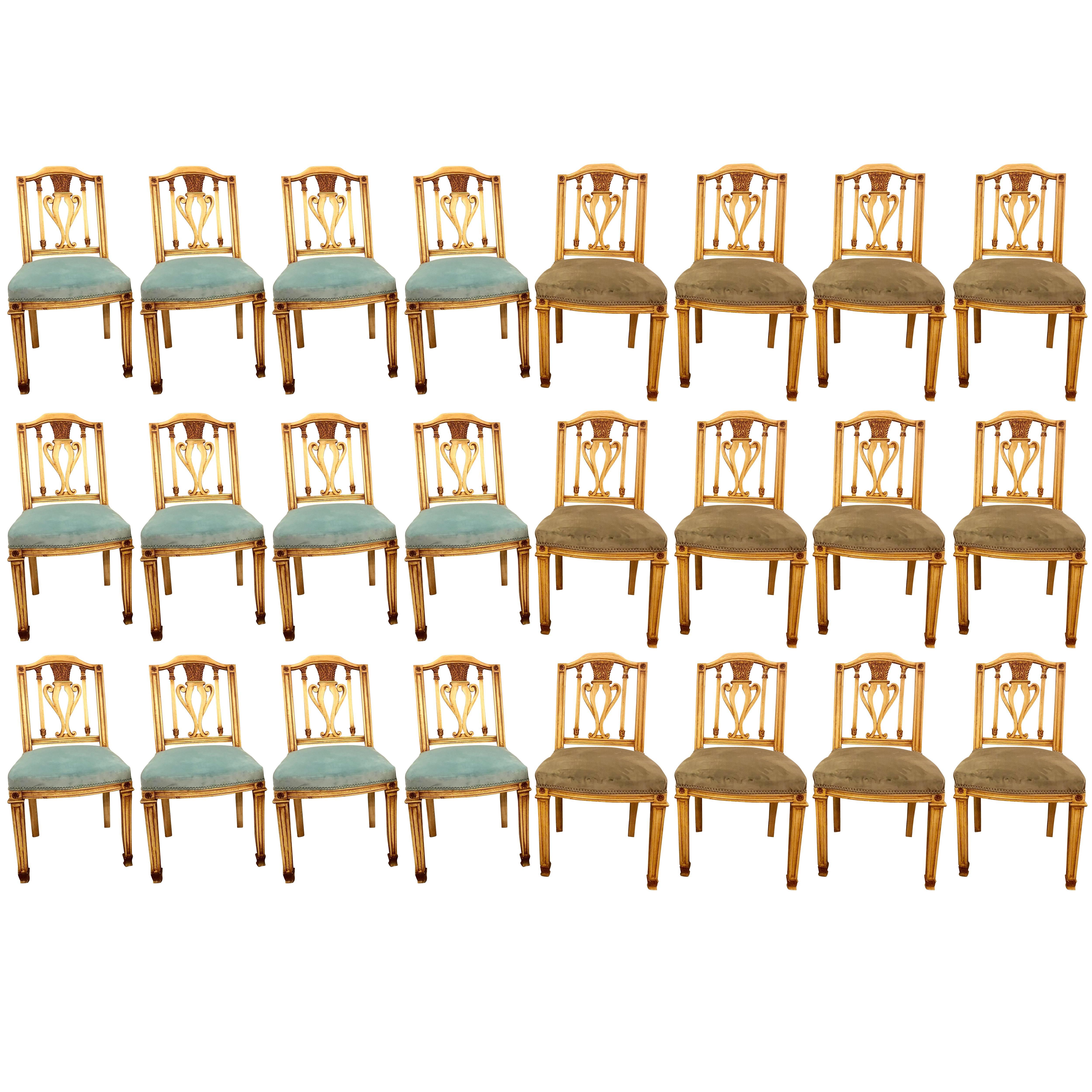 Set of 12 Painted Dining Chairs in Manner of Maison Jansen