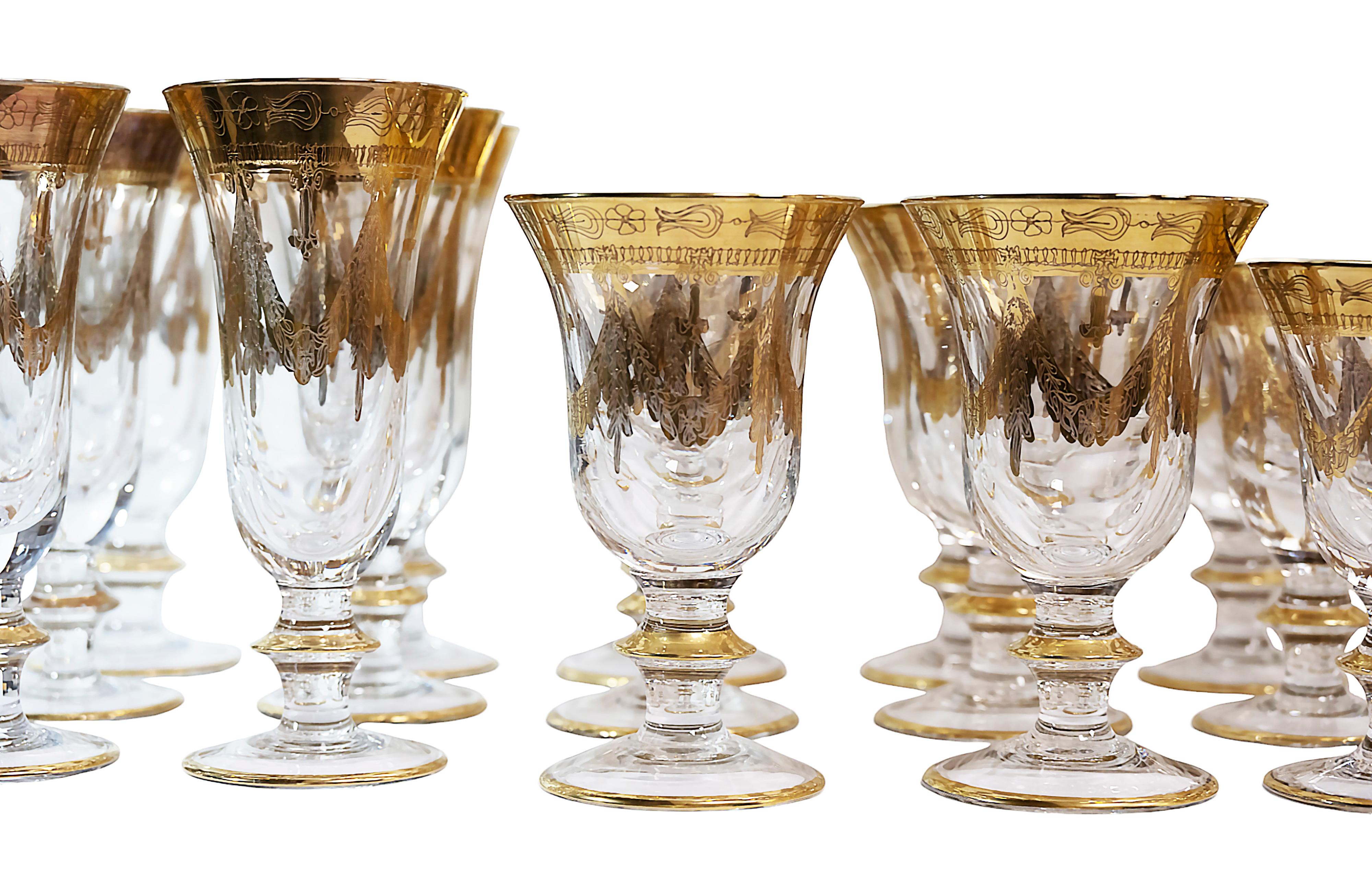Set di 24 pezzi. Vintage Italian Arte Italica Medici 24k Gilt Glasses 2