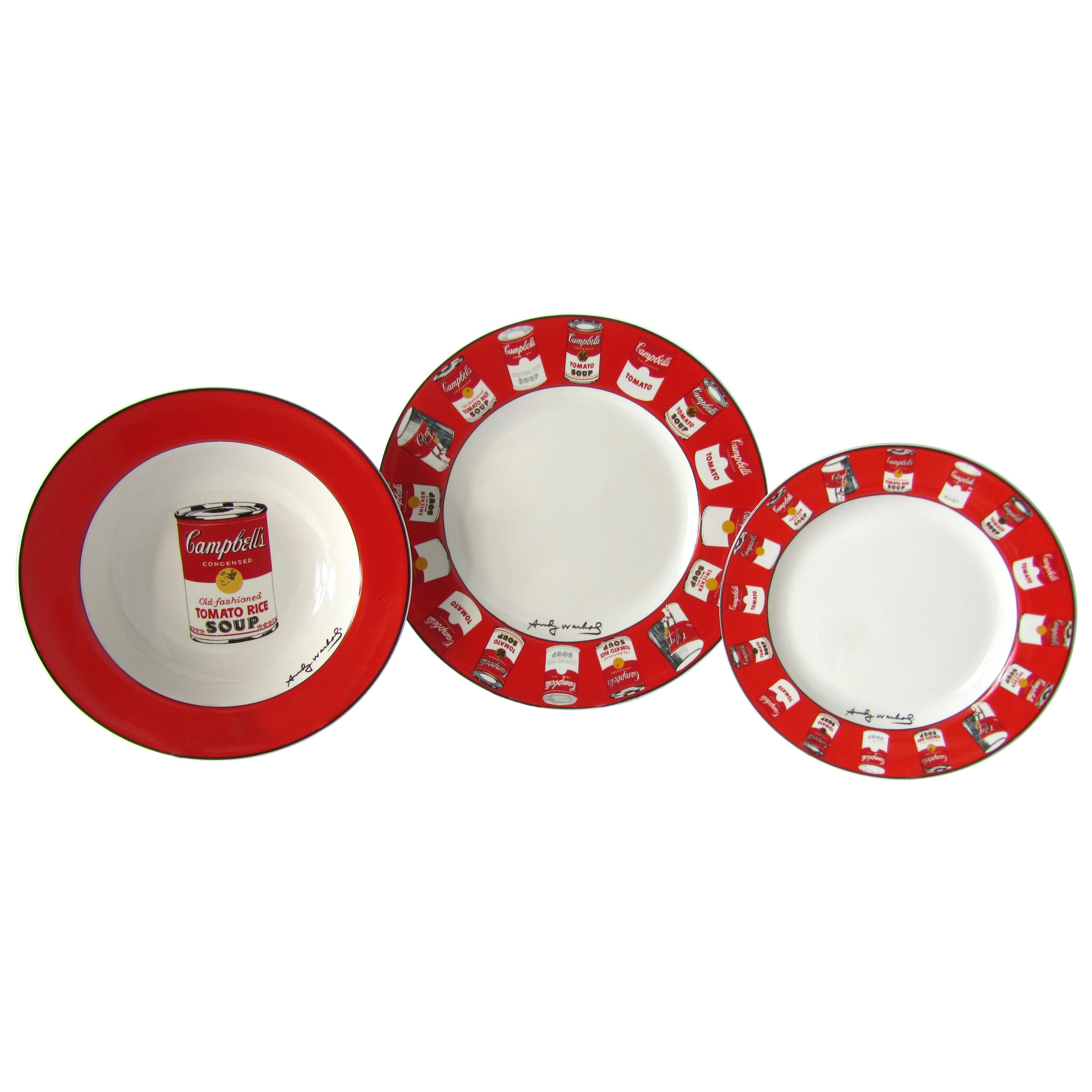 Set of 12 Place Settings Andy Warhol Campbells Soup Dinnerware For Sale