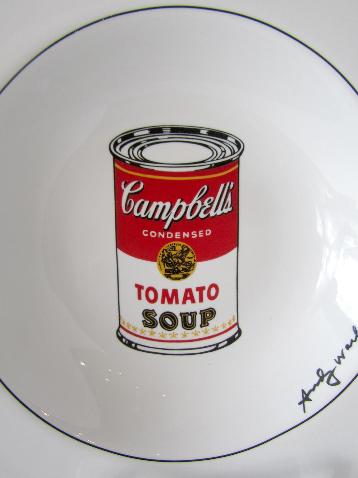 Set of 12 Place Settings Andy Warhol White Campbells Soup Dinnerware In Excellent Condition In Hollywood, FL
