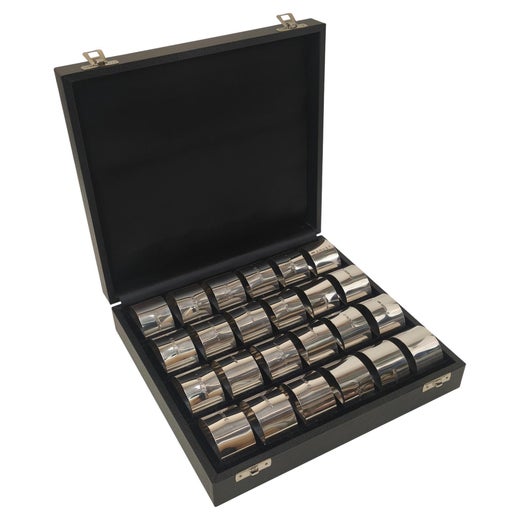 Set of 24 Sterling Silver Napkin Rings Boxed Serviette Holders Birmingham 1977