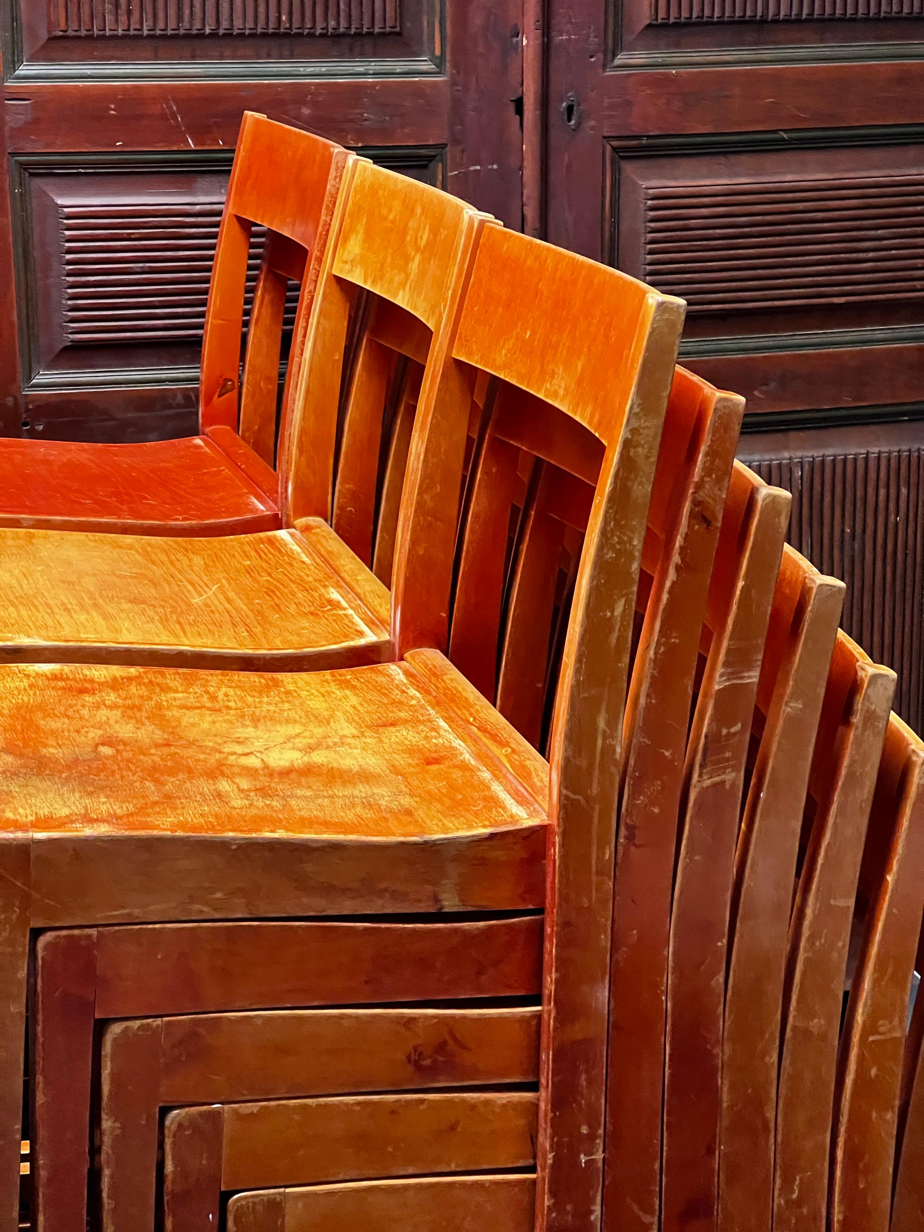 Set of 24 Sven Markelius modernist stacking chairs 1931 based on Aalto design For Sale 5