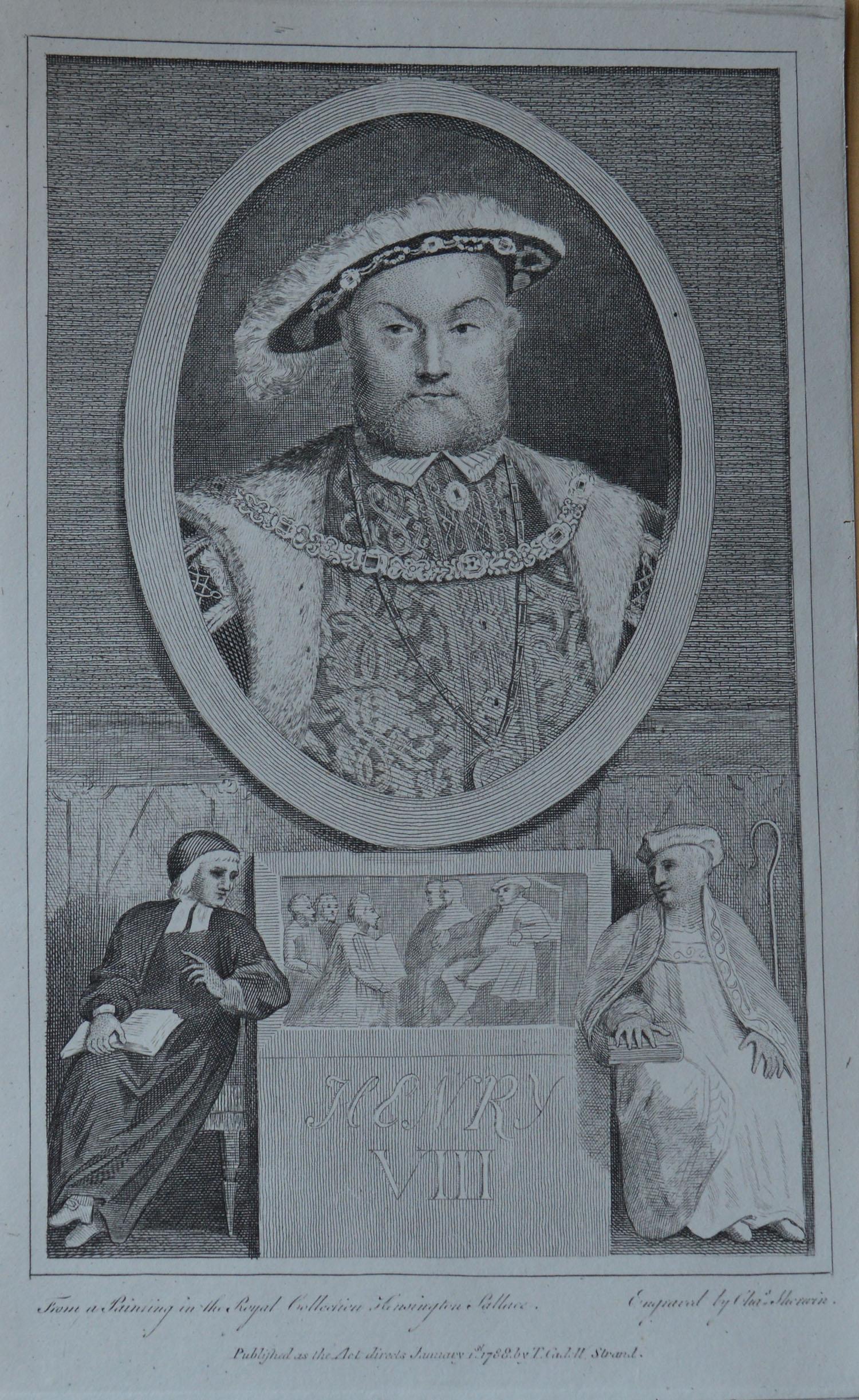 Glorious set of 25 portraits of English Kings and Queen

Copper-plate engravings.

Published by Cadell, Strand. London. 1788

Unframed.

The measurement given is the paper size of one print.





 
