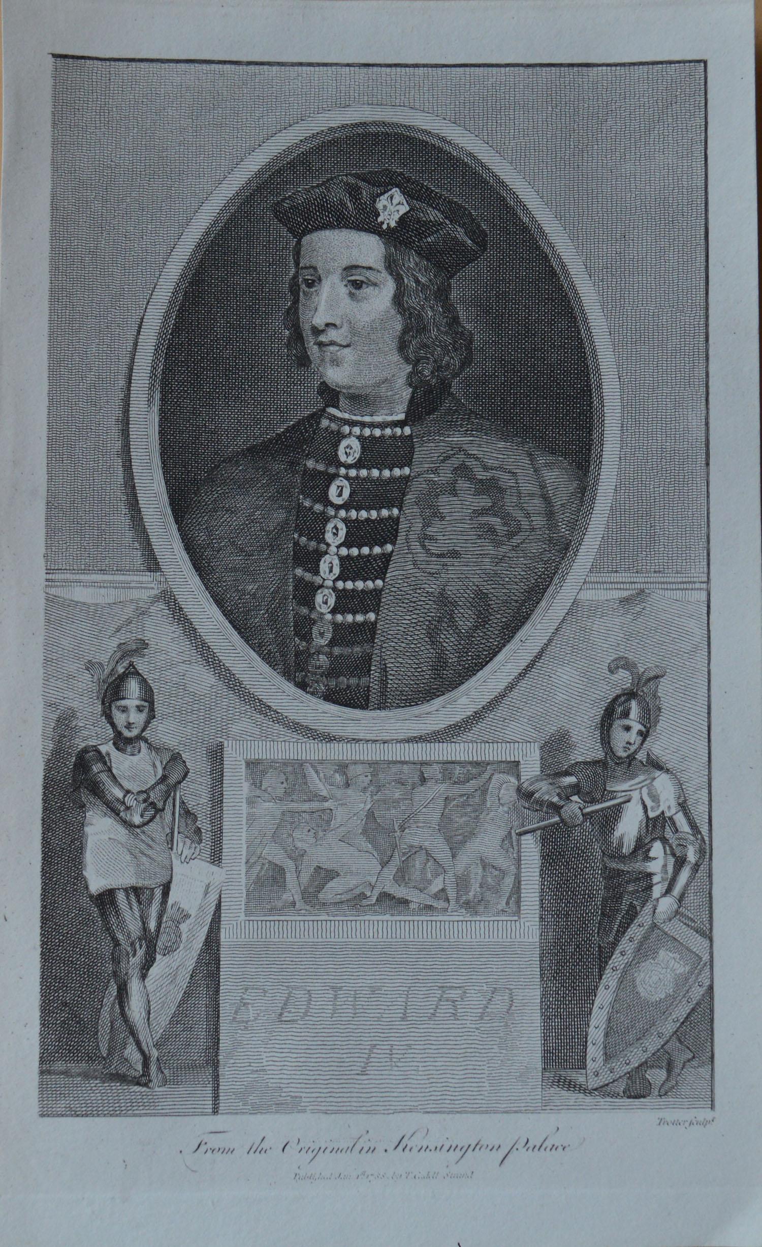 Georgian Set of 25 Antique Prints of English Royal Portraits, Dated 1788