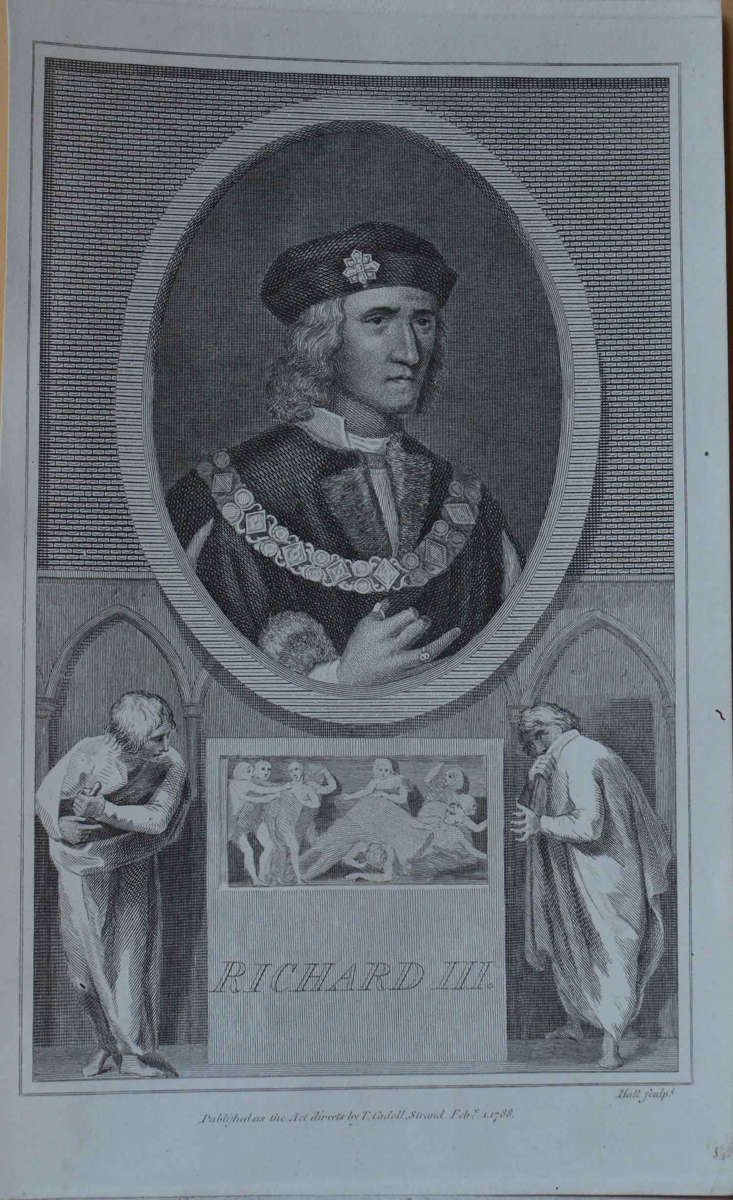 Paper Set of 25 Antique Prints of English Royal Portraits, Dated 1788