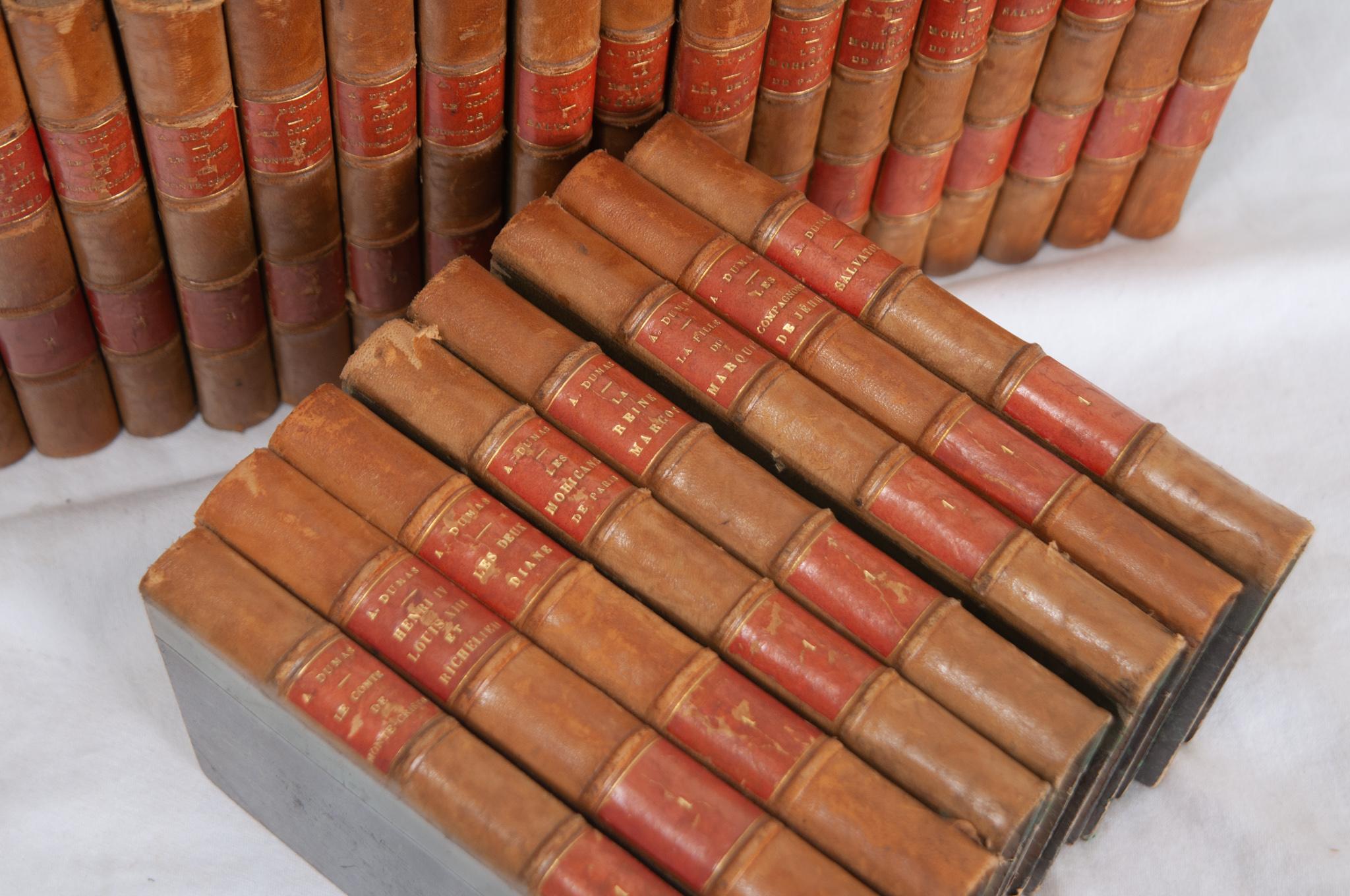 Leather Set of 25 Books by French Author Alexandre Dumas