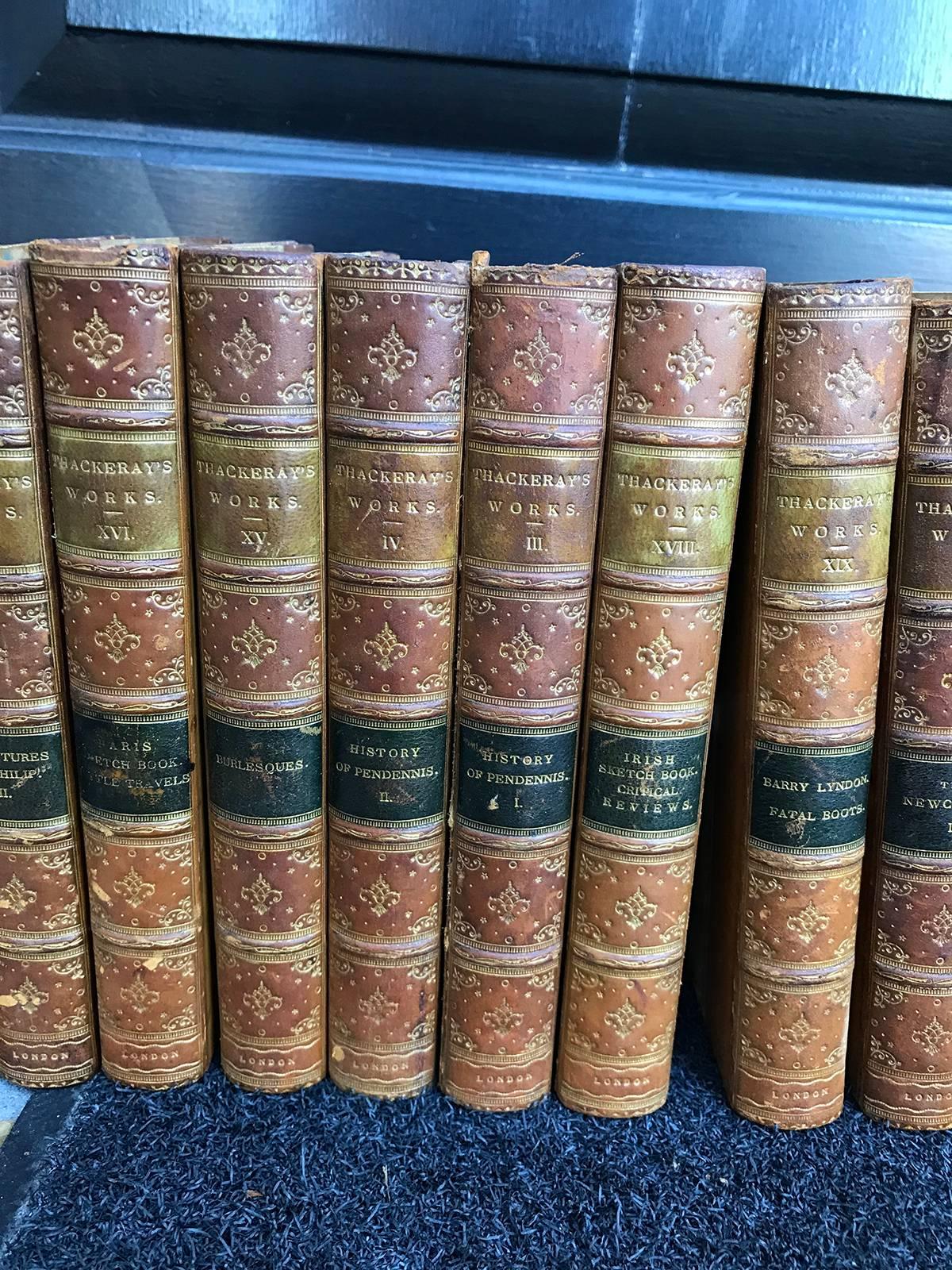 Leather Set of 25, circa 1894 English Volumes by W.M.Thackeray