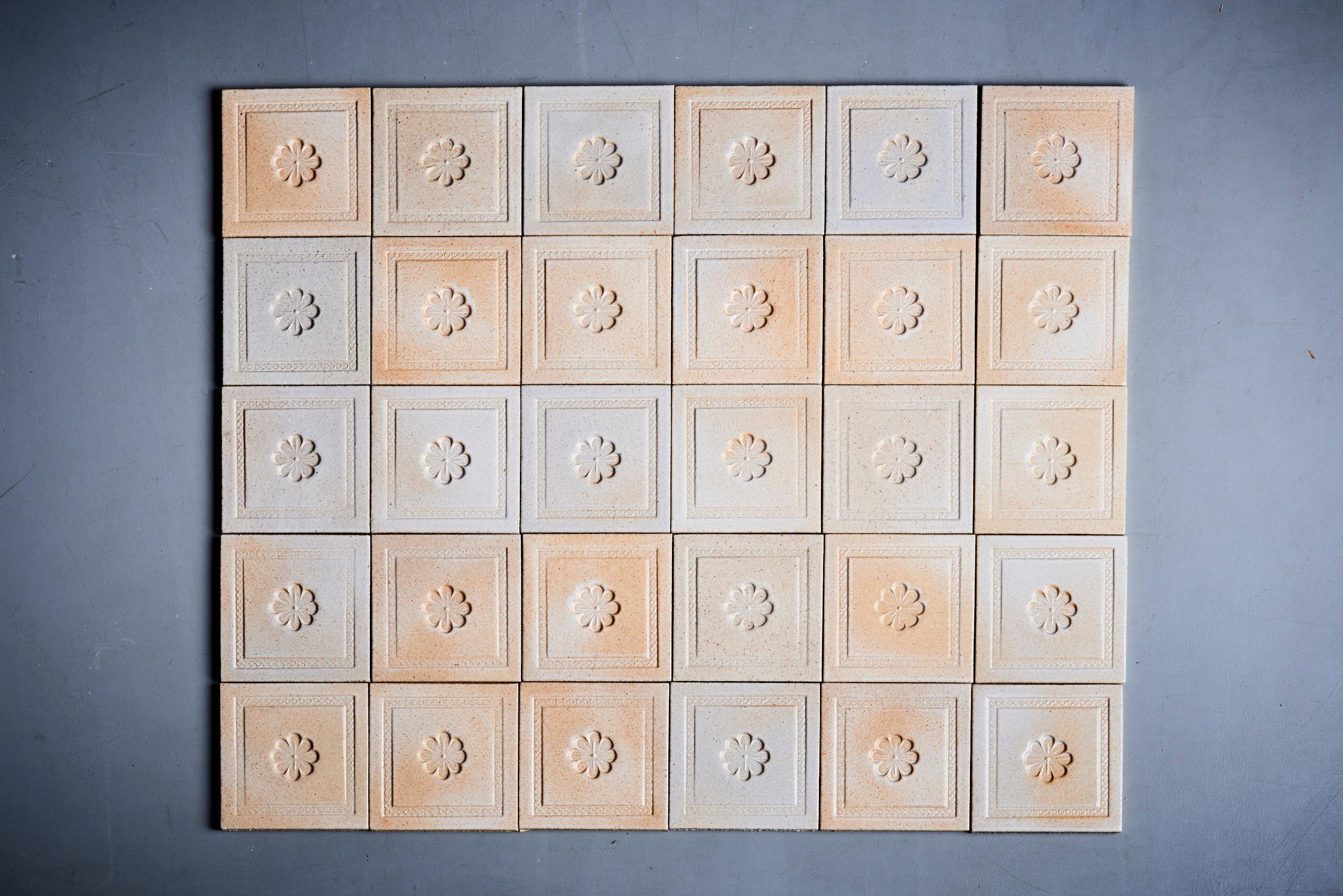 French Set of 25 ceramic tiles by Roger Capron, France - 1970s  For Sale