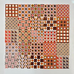 Set of 25 Embossed Glazed Earthenware Tiles, Marco Line, 1970s France