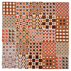 Set of 25 Embossed Glazed Earthenware Tiles, Marco Line, 1970s France