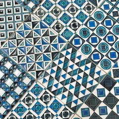 Set of 25 Embossed Earthenware Tiles, Marco Line, by Roger Capron, France 1970