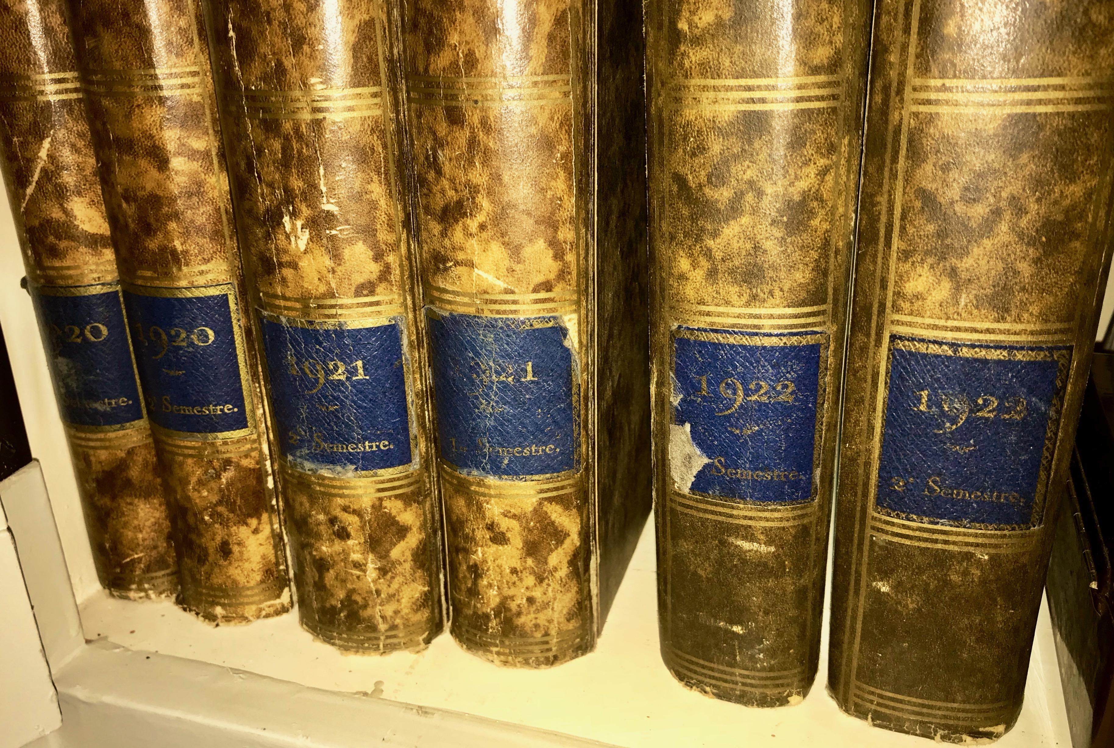 Set of 25 French Leather Bound Volumes Containing 
