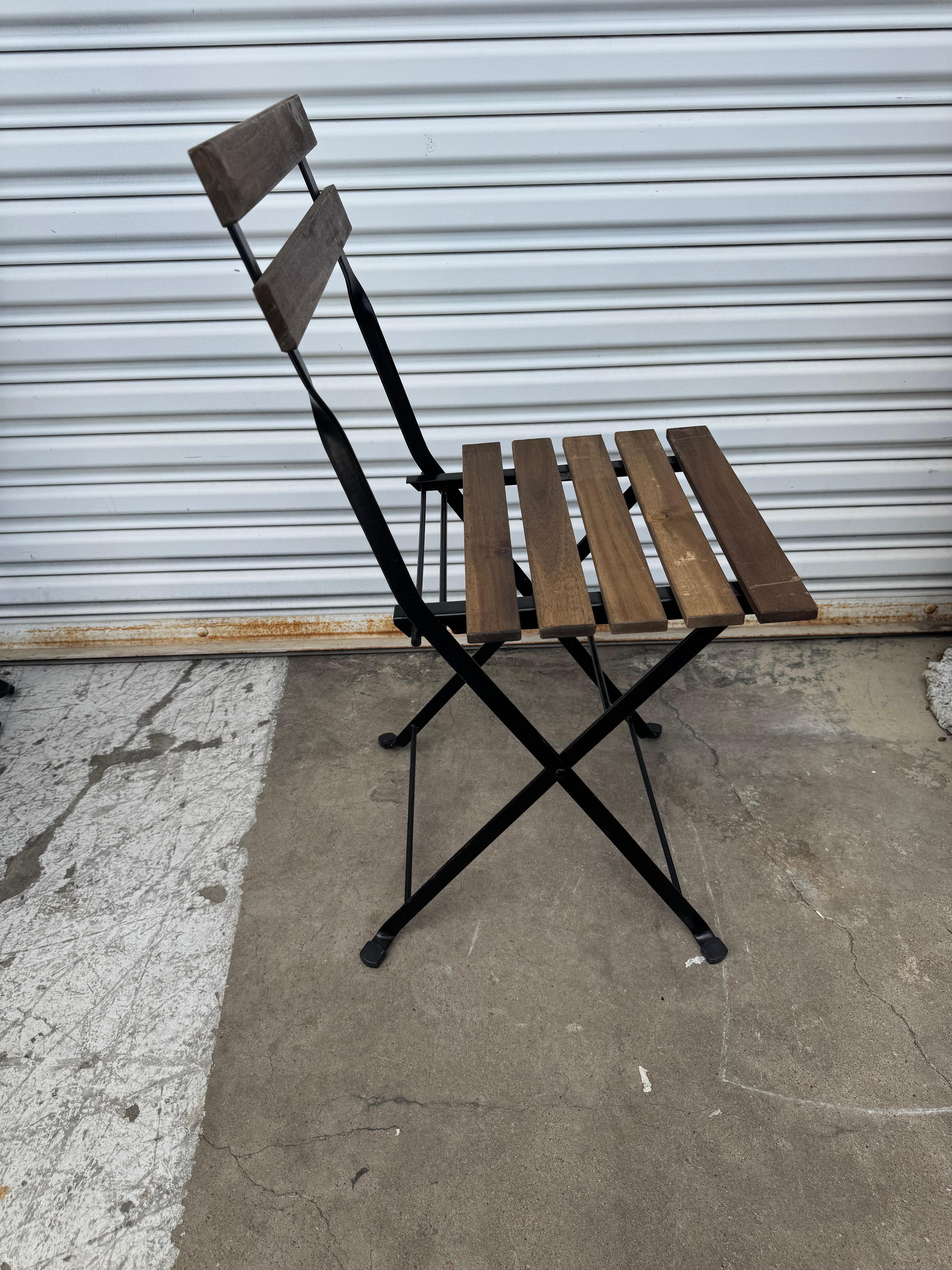 Set of 25 Ikea Wrought Iron and Wood Folding Bistro Chairs In Good Condition For Sale In Pasadena, TX