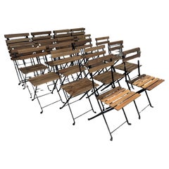 Set of 25 Ikea Wrought Iron and Wood Folding Bistro Chairs