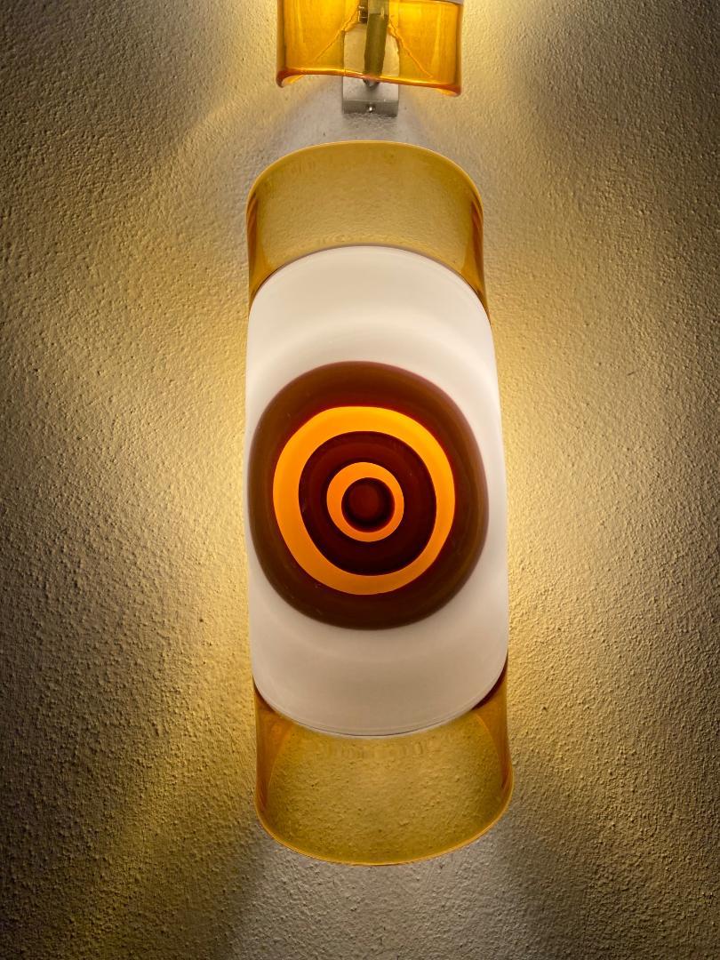 Rare set of 25 wall lamps in colored Murano glass, created by the artist and designer Gianmaria Potenza for the company 