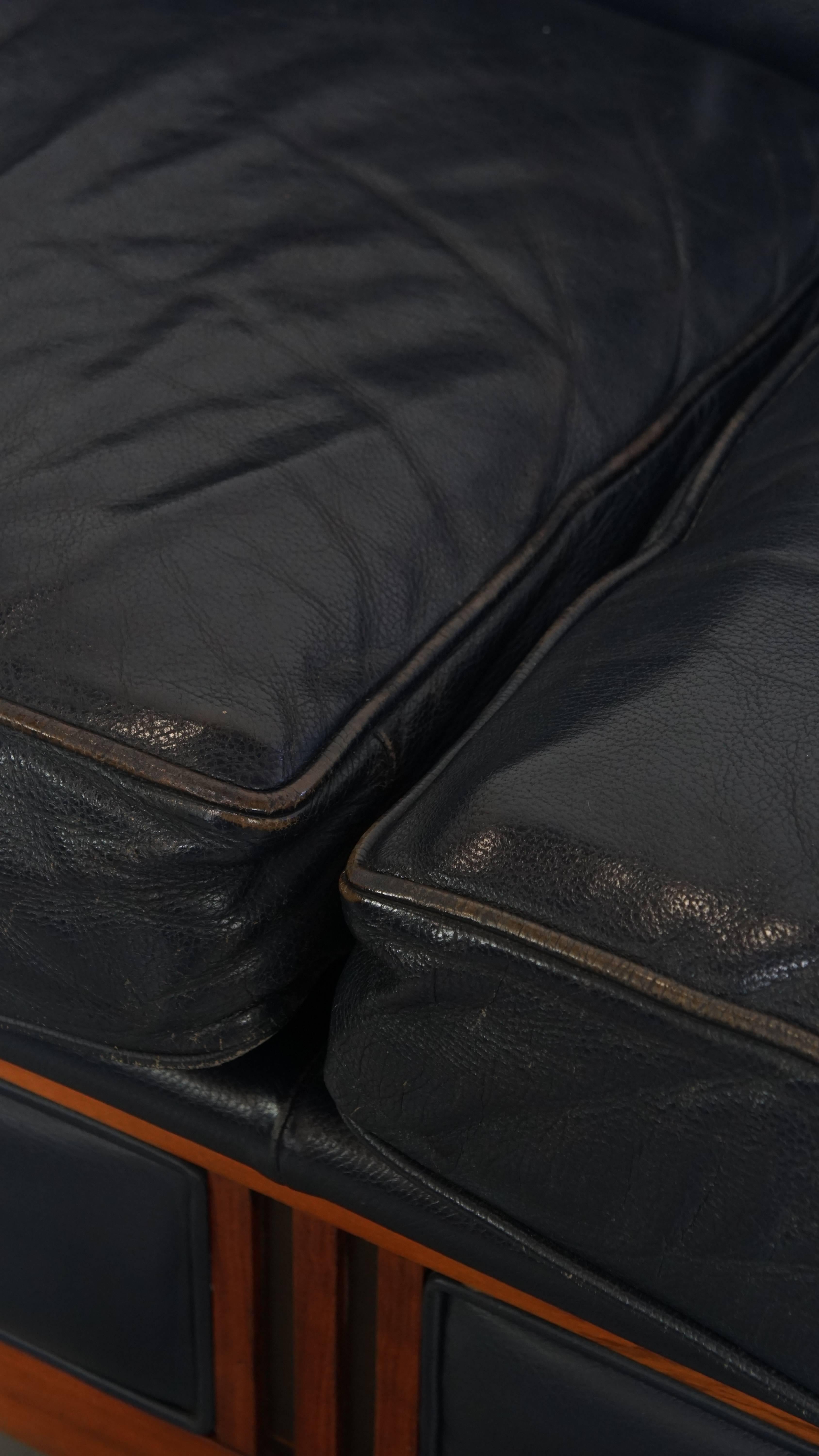 Set of 2.5-Seater Sofas with Dark Blue Cowhide Leather For Sale 7