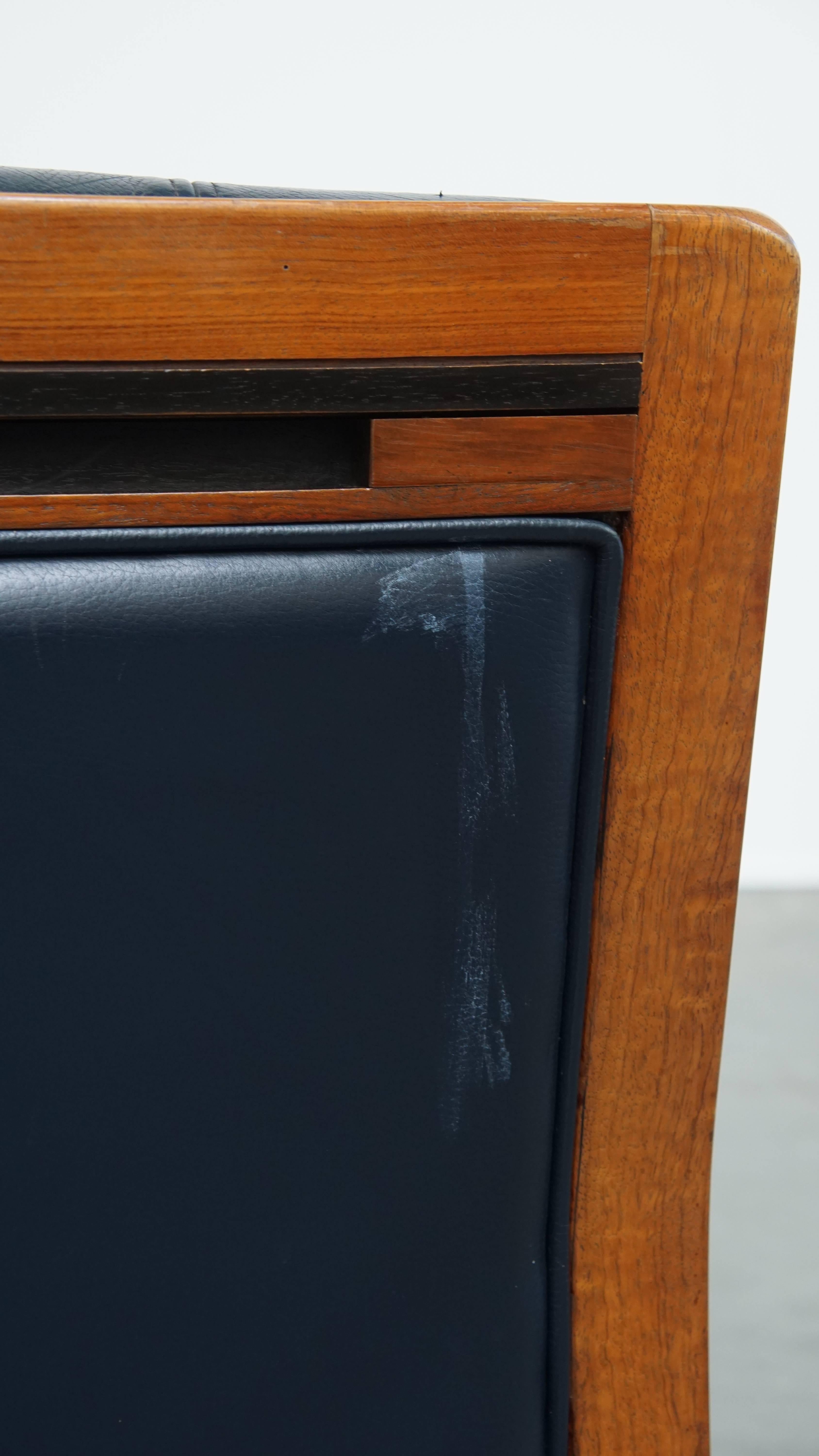 Set of 2.5-Seater Sofas with Dark Blue Cowhide Leather For Sale 12
