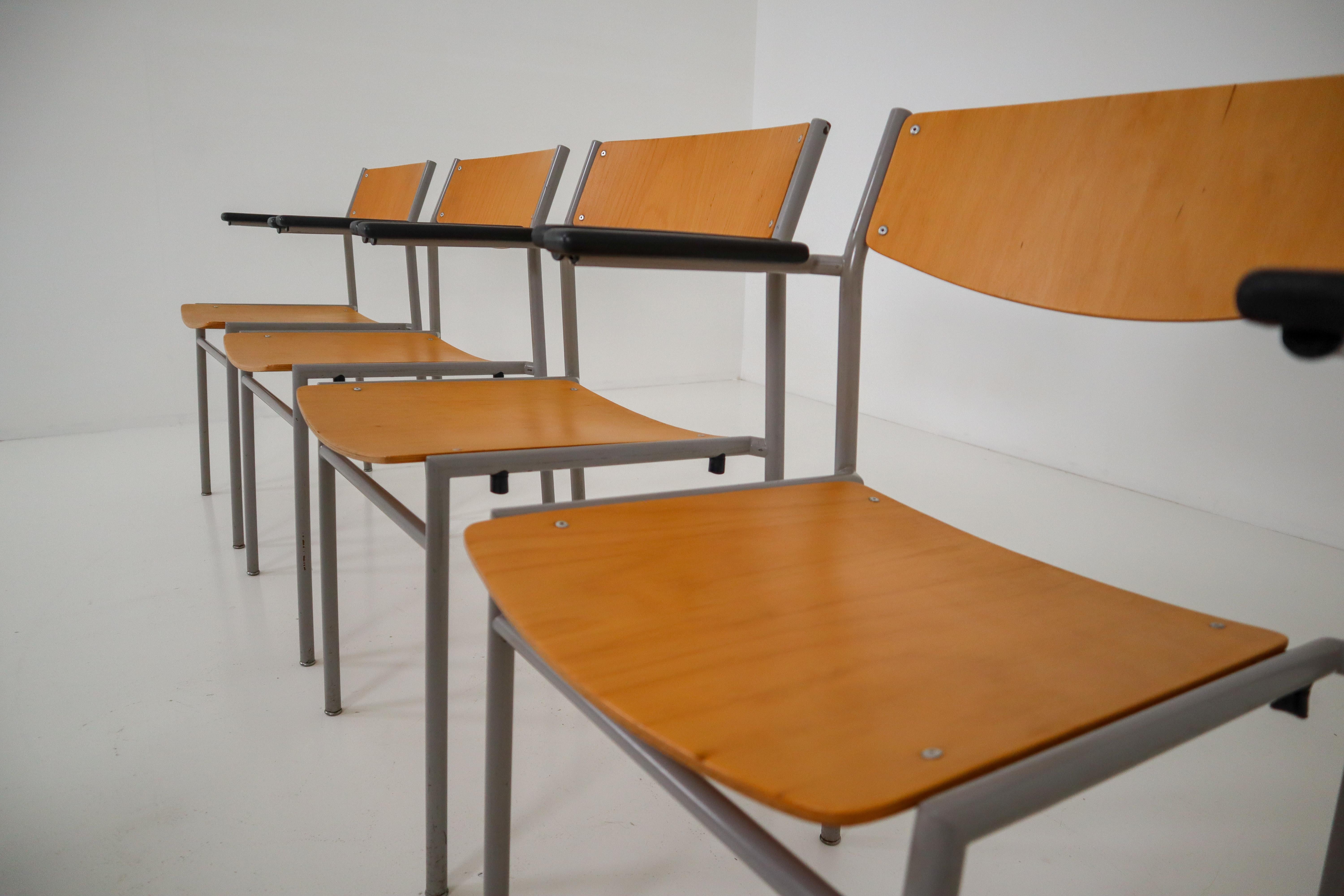 Crazy set of 100 x comfortable industrial plywood chairs, produced in Holland  3