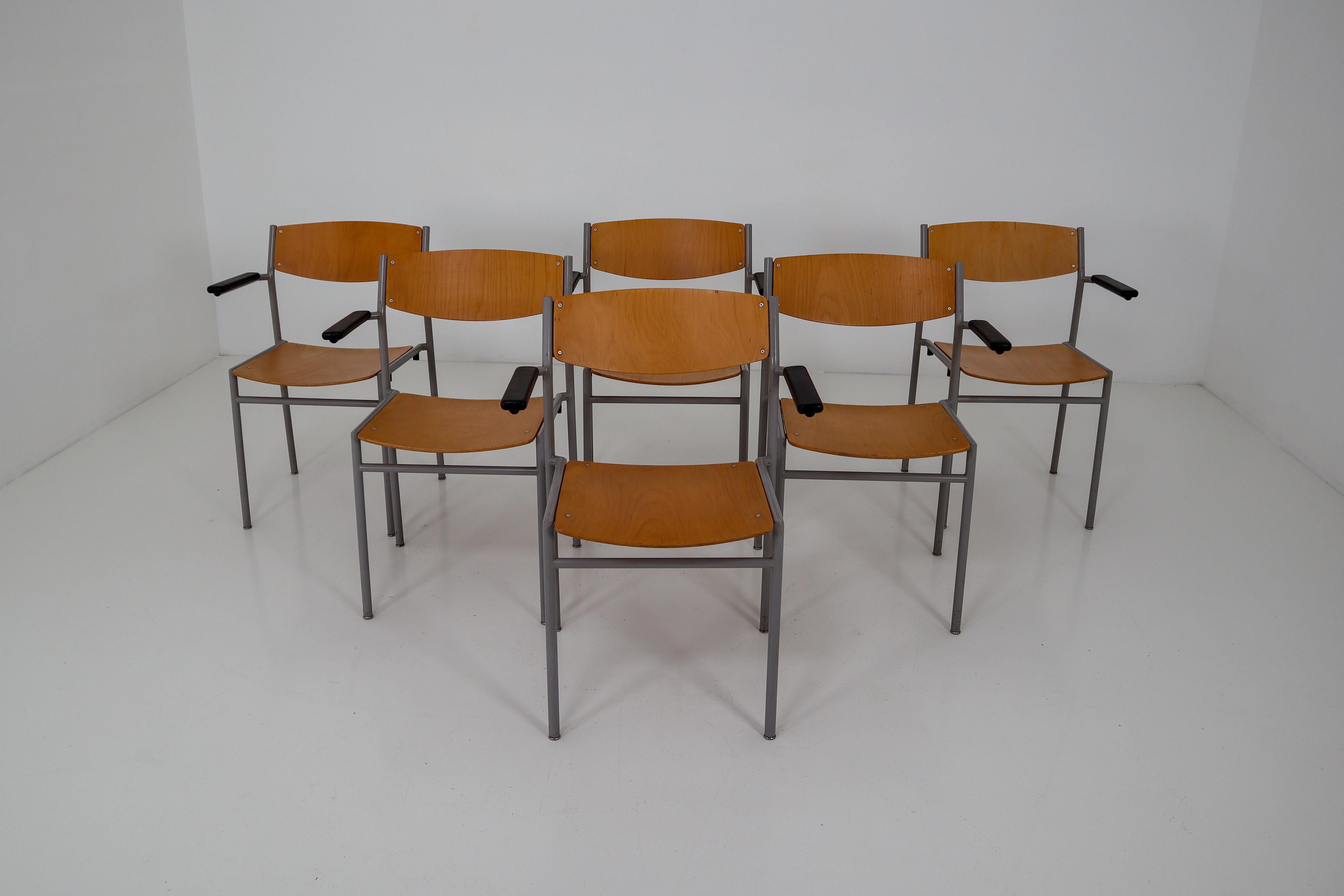 Gijs Van Der Sluis The Netherlands. Minimal use of material. Lounge chairs or meeting chairs. The sitting and back are of blond painted plywood.