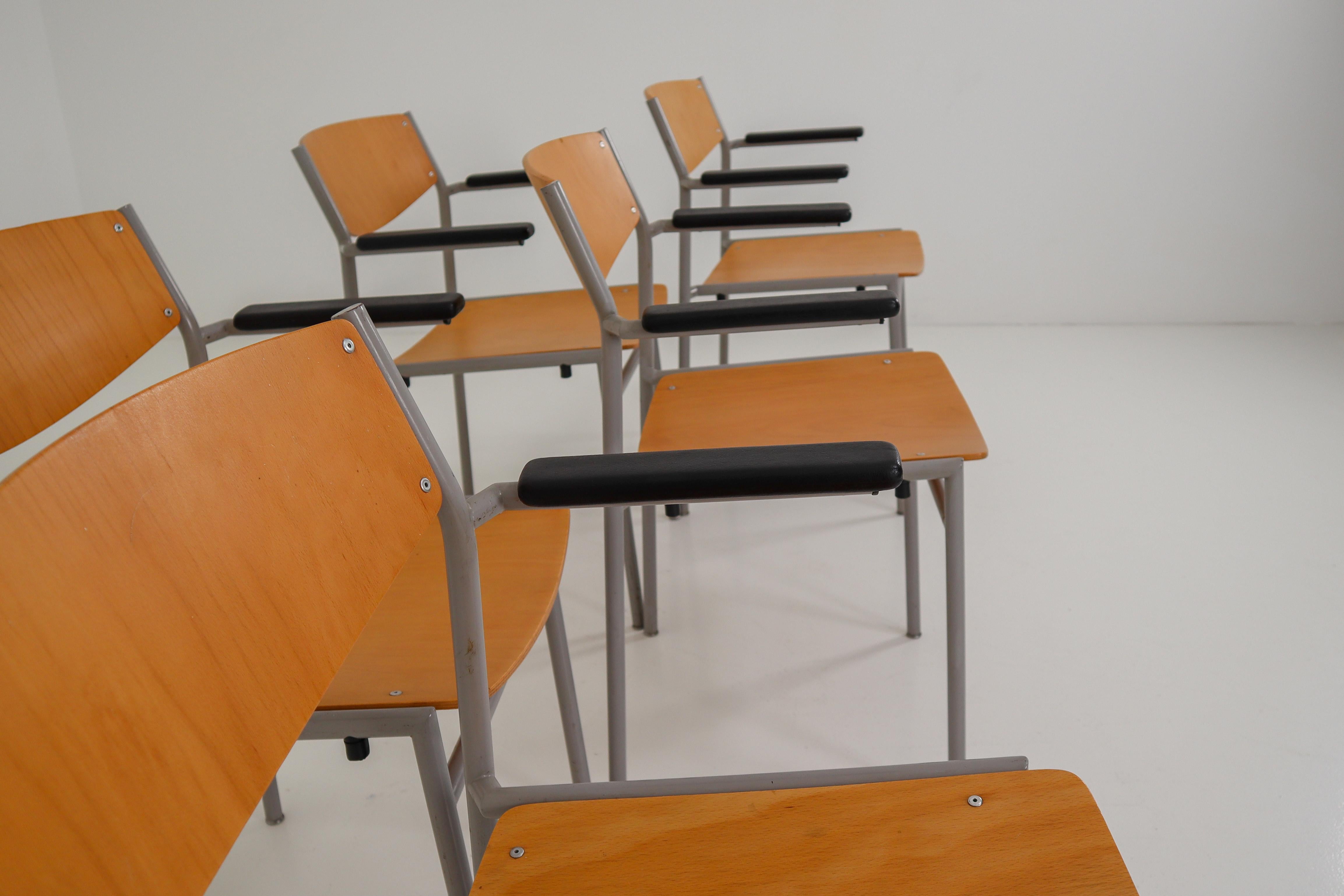 Crazy set of 100 x comfortable industrial plywood chairs, produced in Holland  2