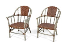 Conjunto de 27 Sillones Americanos de Mimbre y Abedul