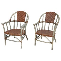 Set di 27 poltrone americane in vimini e betulla