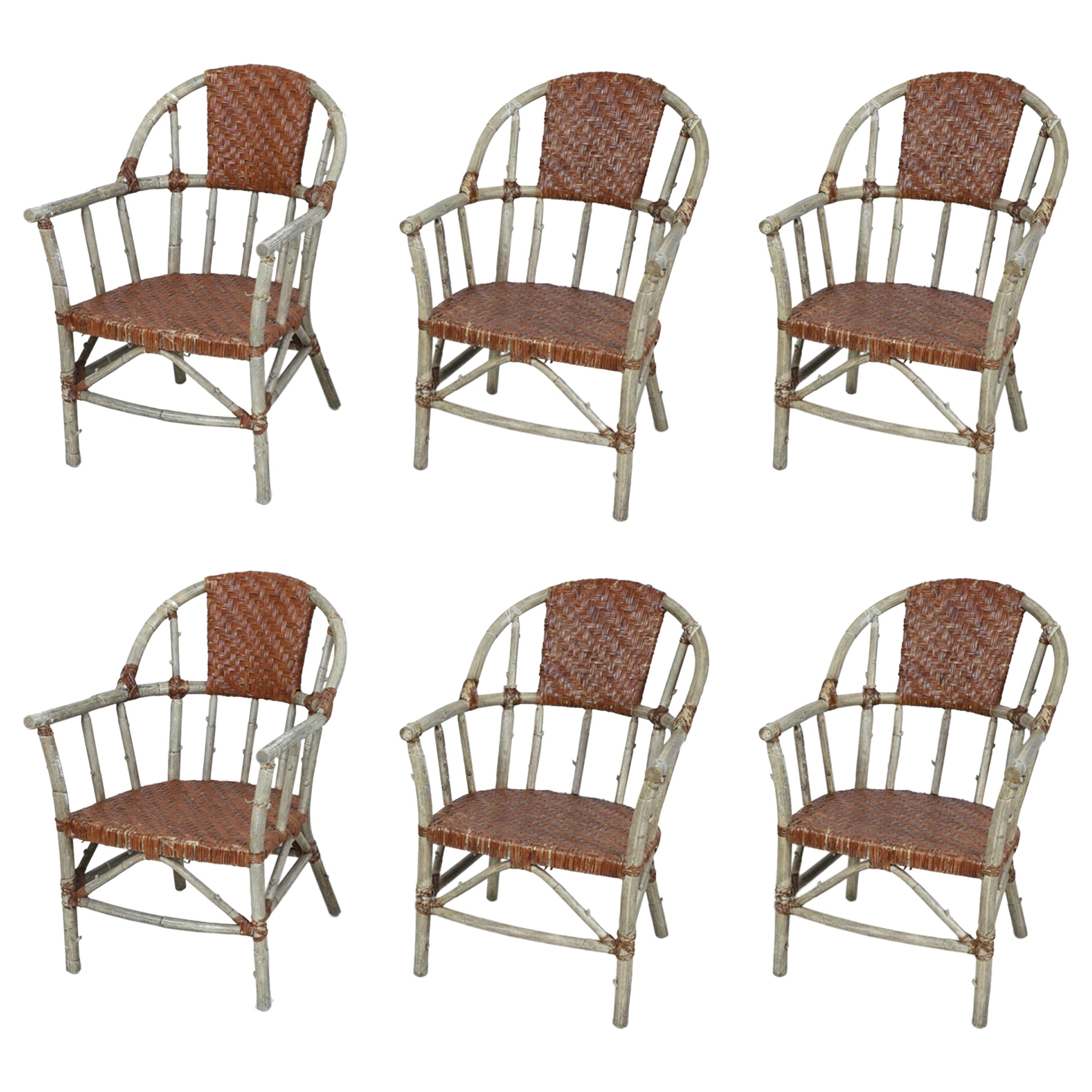 Set of 27 American Wicker and Birch Armchairs Chairs For Sale