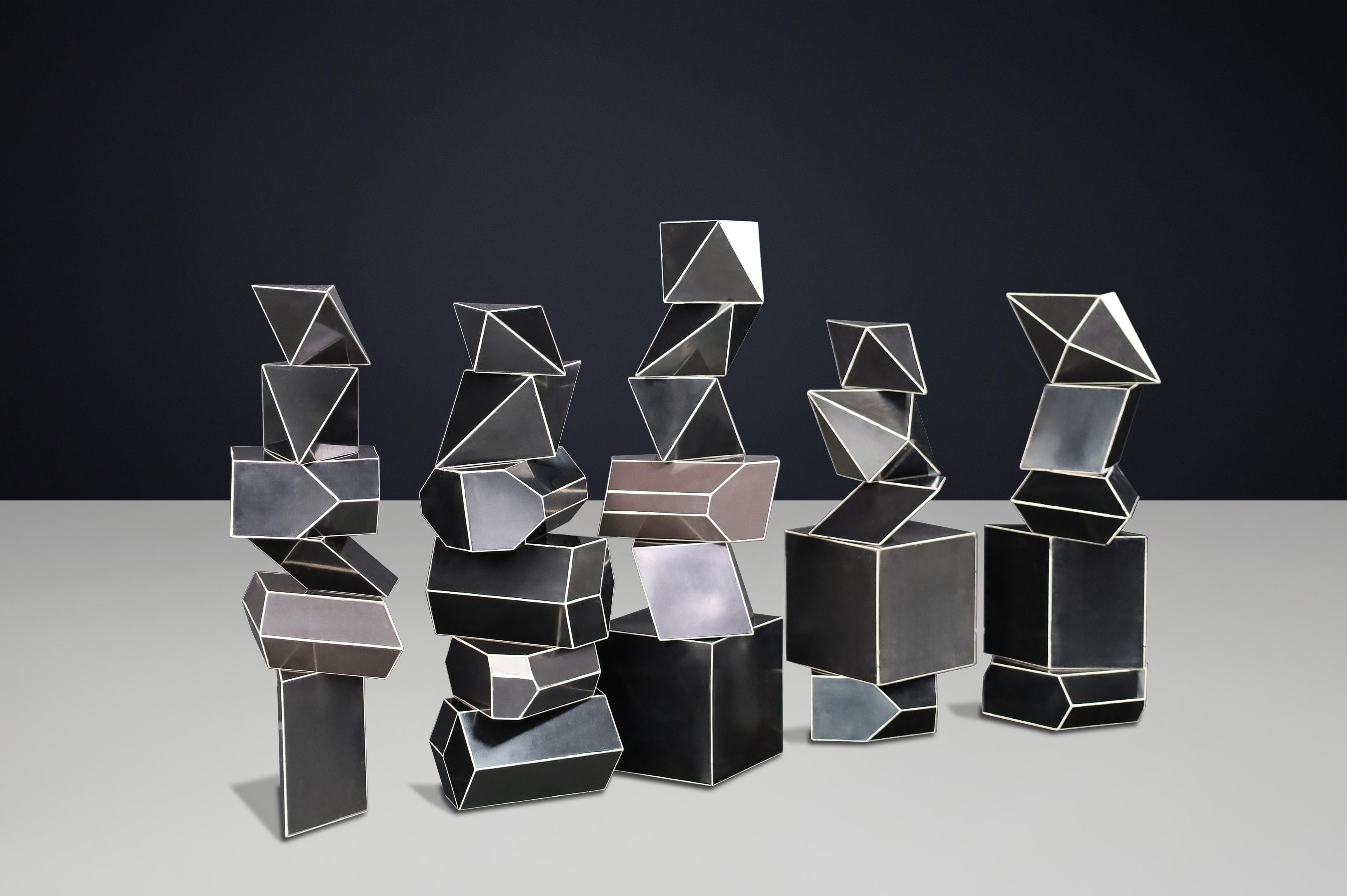 Bakélite Ensemble de 28 modèles géométriques en bakélite Bauhaus pour salles de classe, CZ 1930s en vente