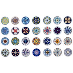 Set of 28 Sicilian Clay Hand-Painted Colapesce Dinner Plates, Made in Italy