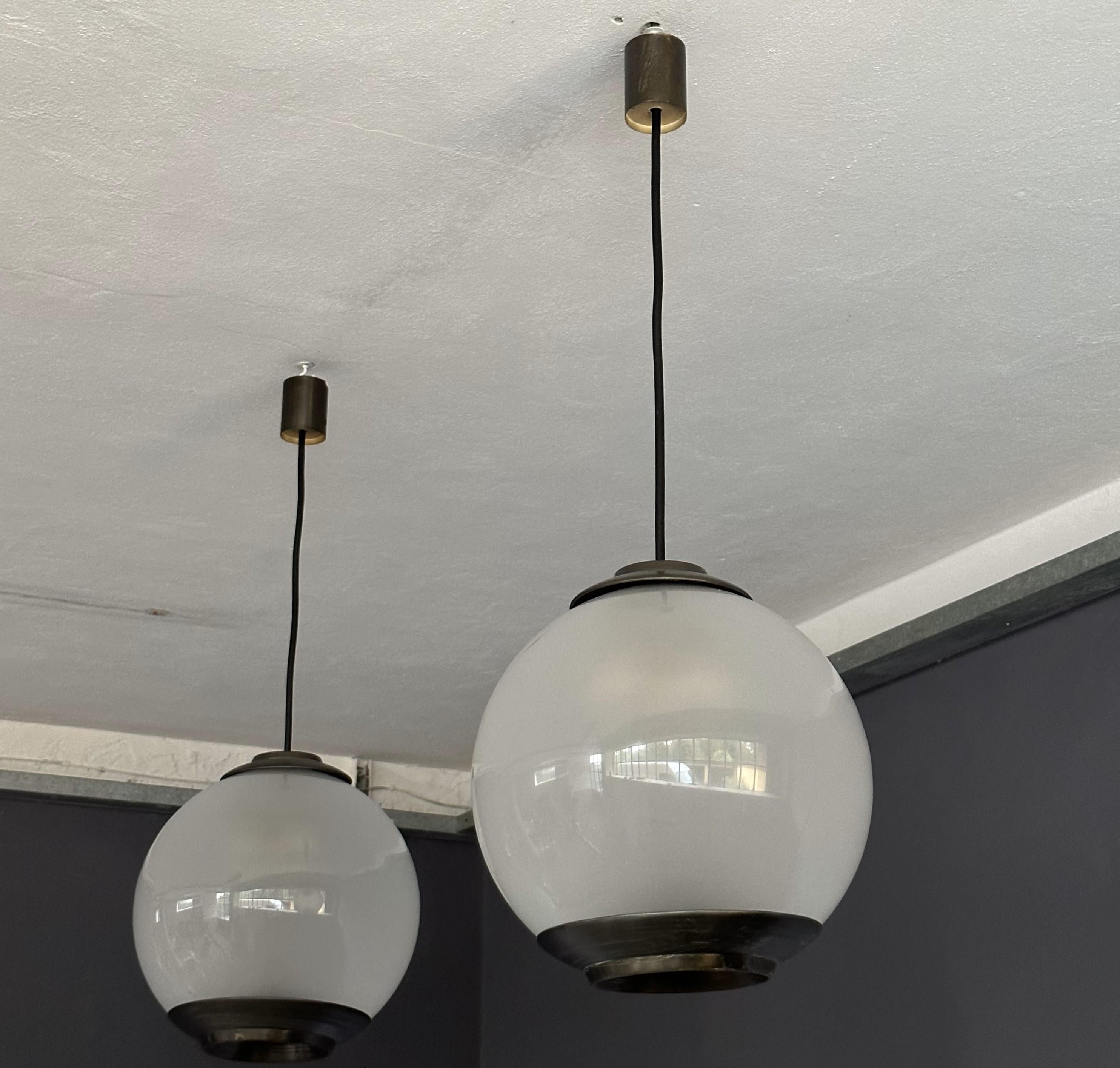 Mid-Century Modern set of 2Chandeliers and Pendants 'Pallone' by Luigi Caccia Dominioni for Azucena For Sale