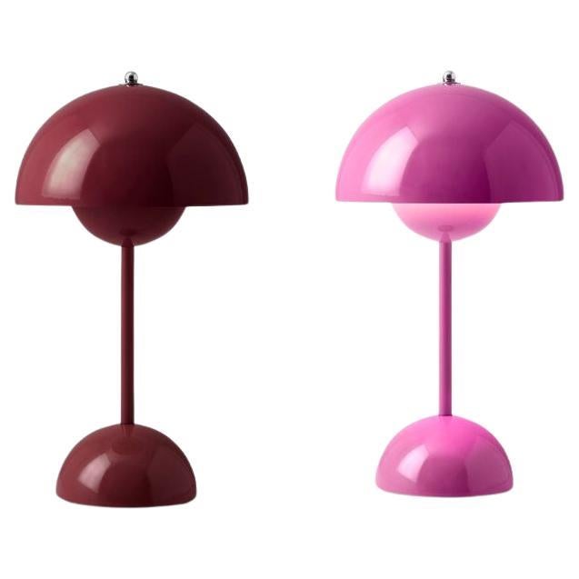 Set of 2Flowerpot Vp9 Portable Dark Plum/Tangy Pink Table Lamp-Panton for &T For Sale