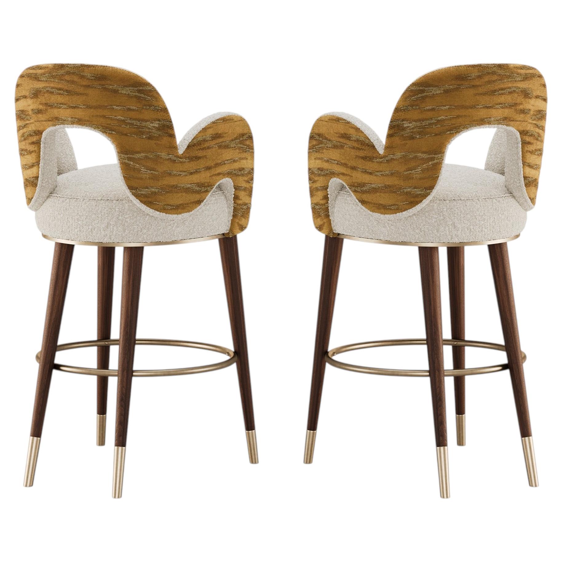 Set of 2 Mid-Century Modern Amuse Bar Stool by Mavo Atelier, Handmade Portugal