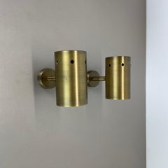 set of 2 minimalist Brass hole pattern "downlight" wall Light Spots, Italy 1970s