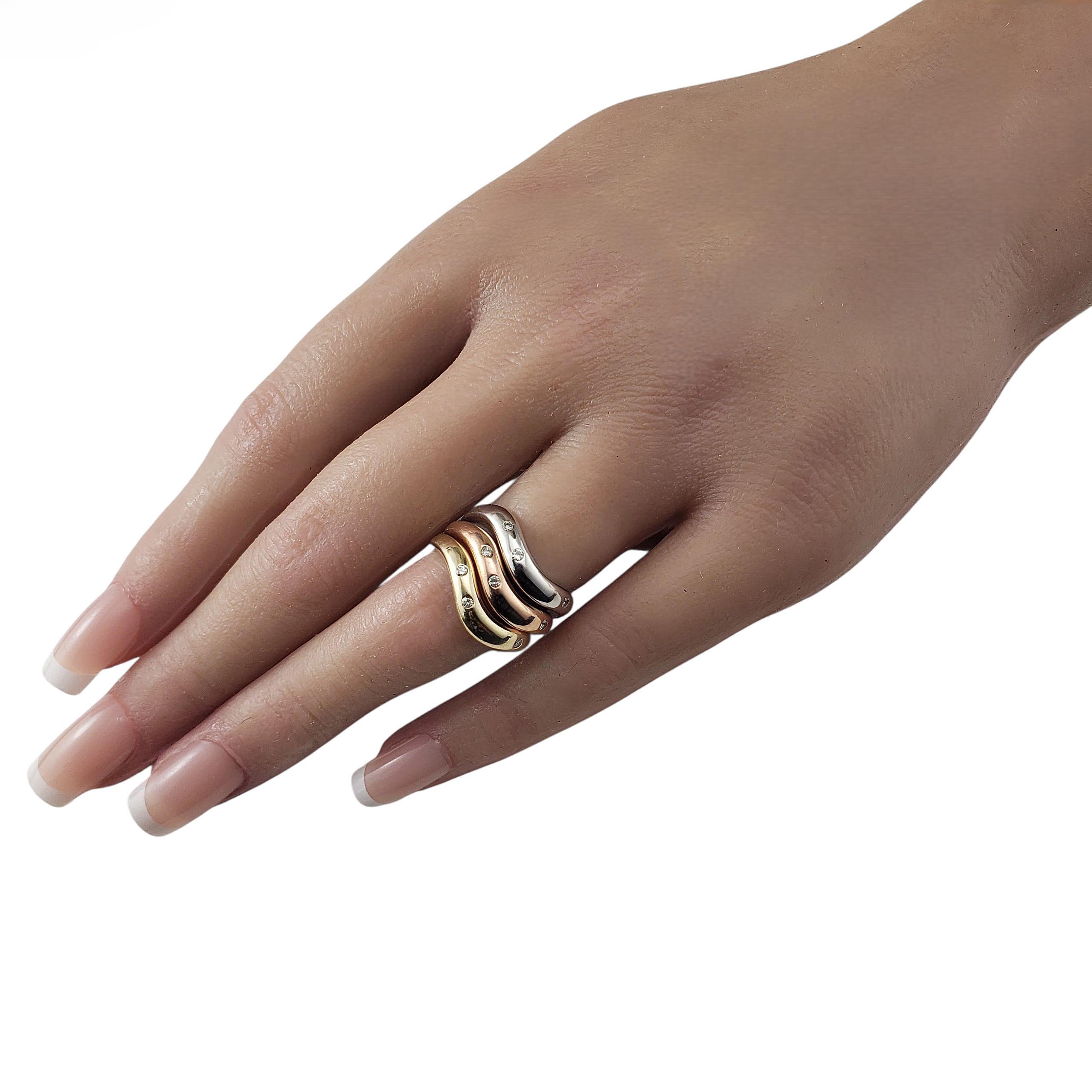 Set of 3 14K Tricolor and Diamond Stacking Rings Size 6.25 #22777 For Sale 1